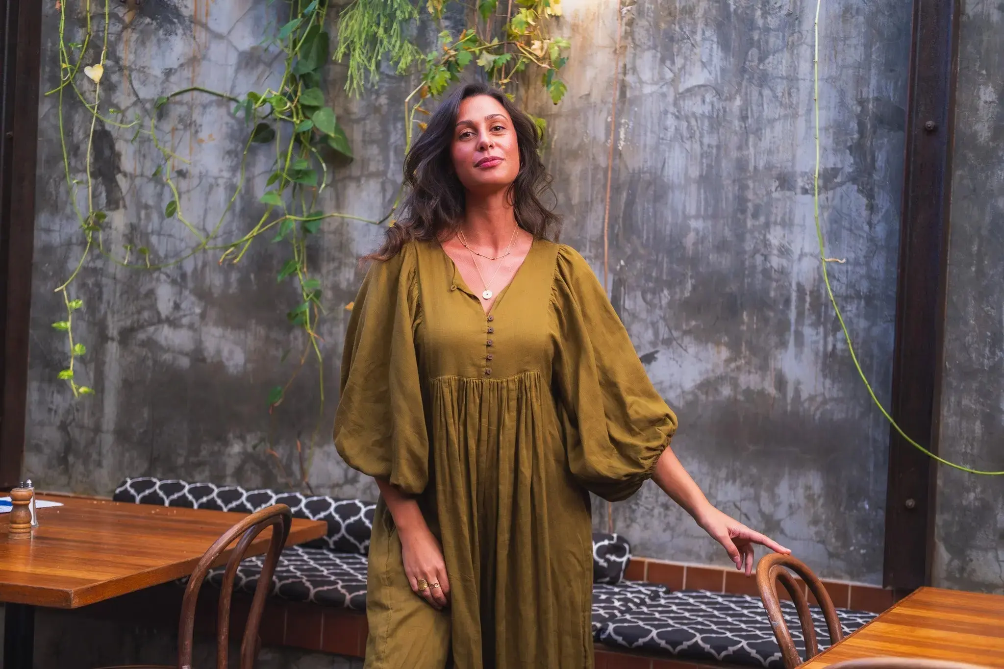 Shree Olive Green Midi Dress - Image 4