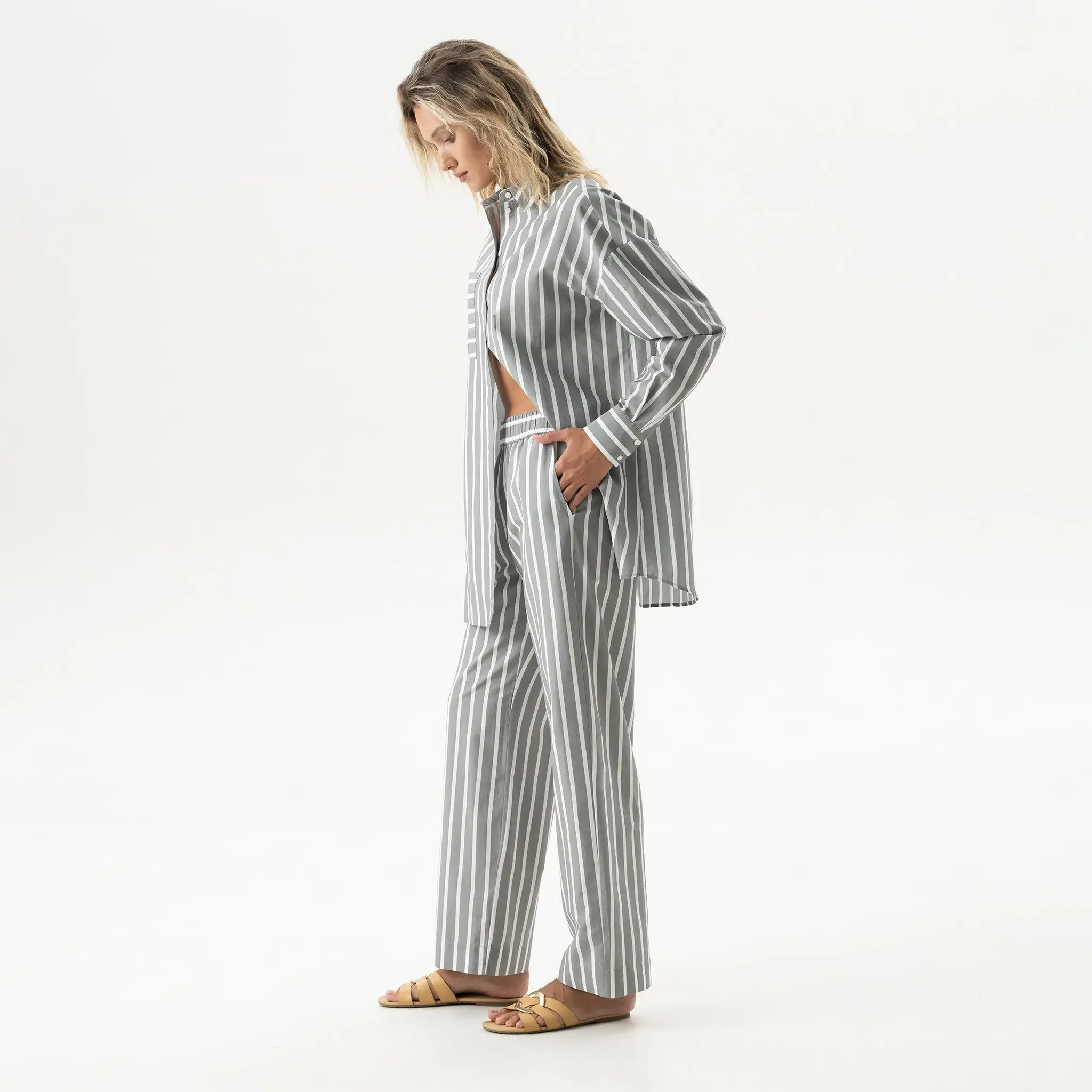 Silk Cotton Pants Quiet Gray - Image 10