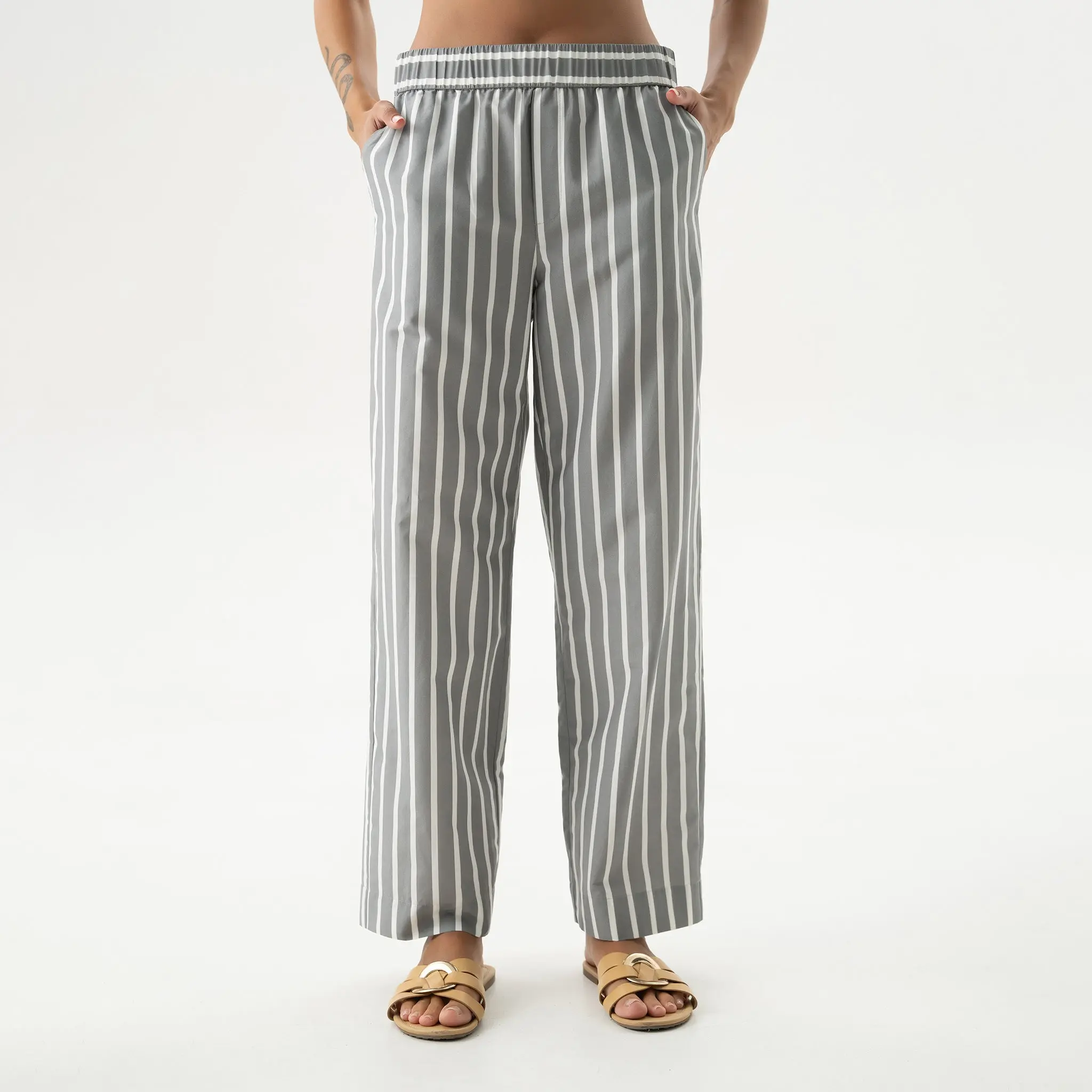 Silk Cotton Pants Quiet Gray - Image 4