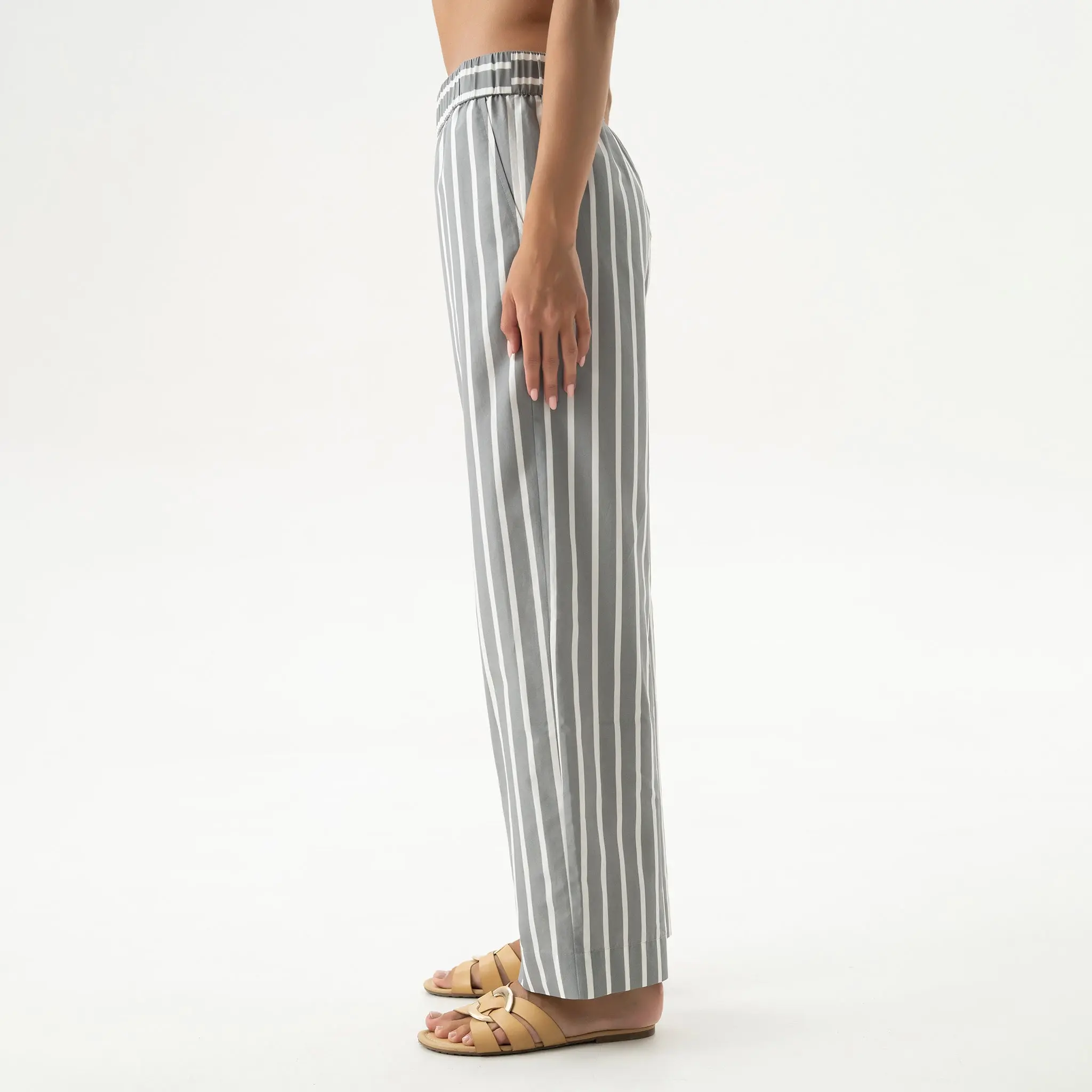 Silk Cotton Pants Quiet Gray - Image 5
