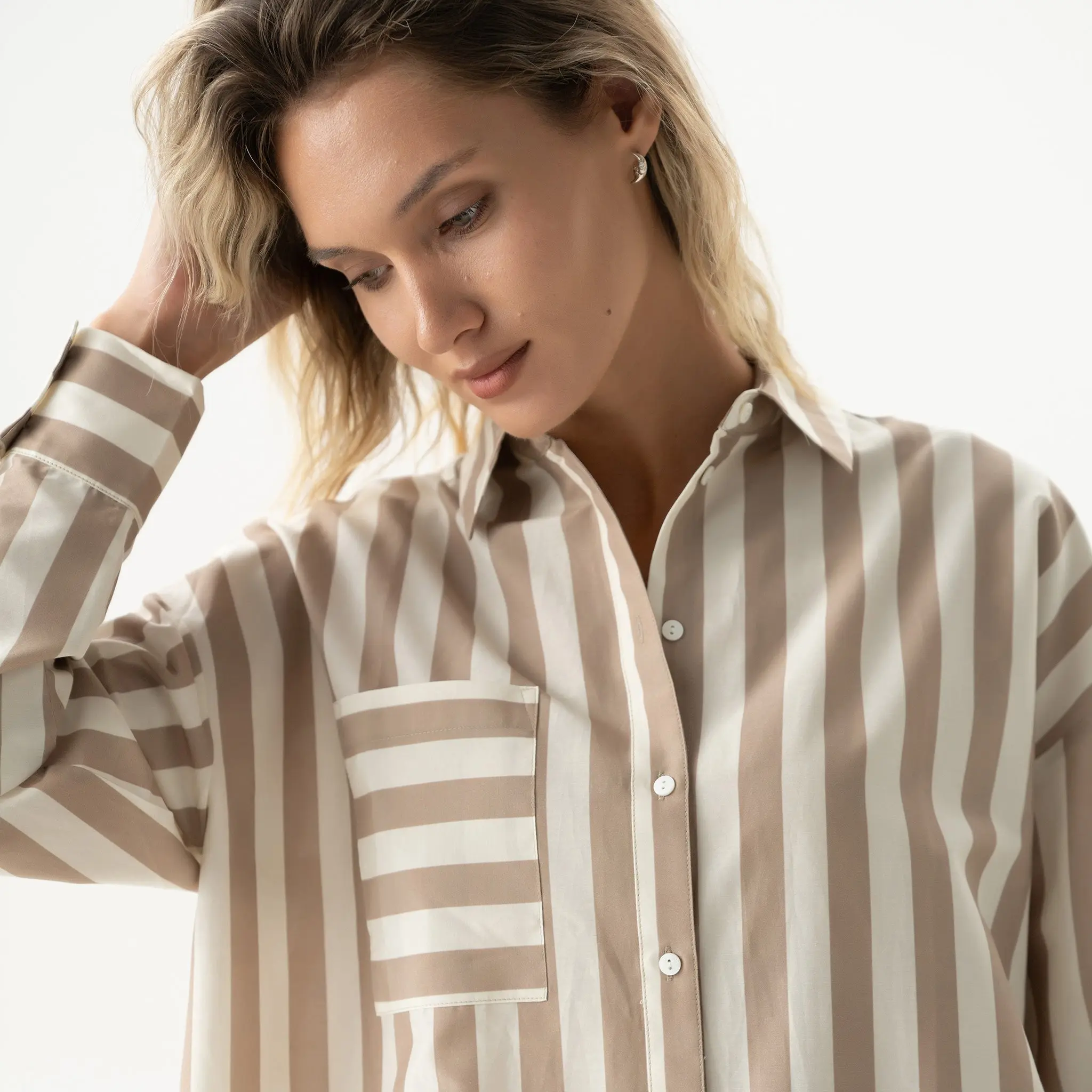 Silk Cotton Shirt Oat Milk - Image 7