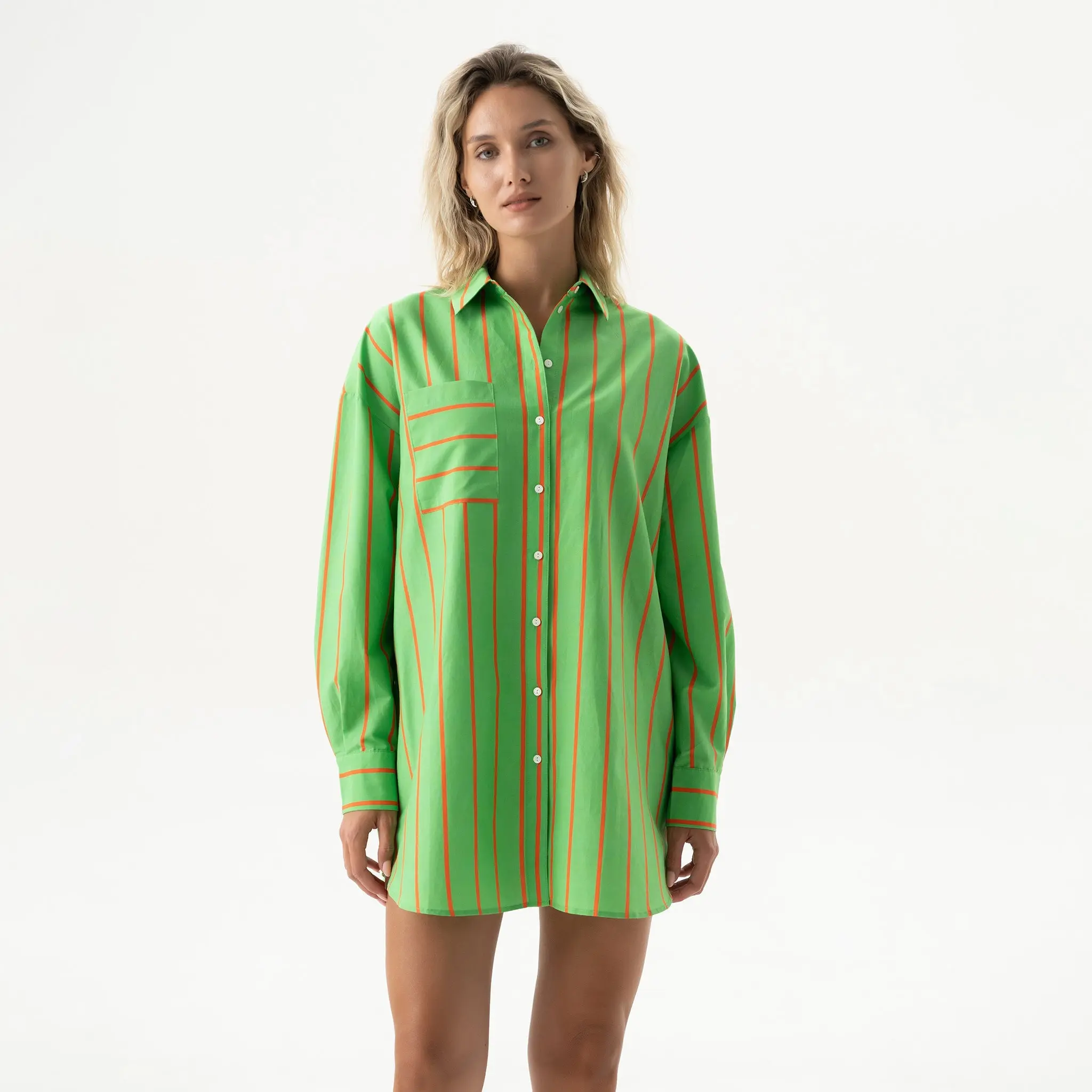 Silk Cotton Shirt Retro Green - Image 2