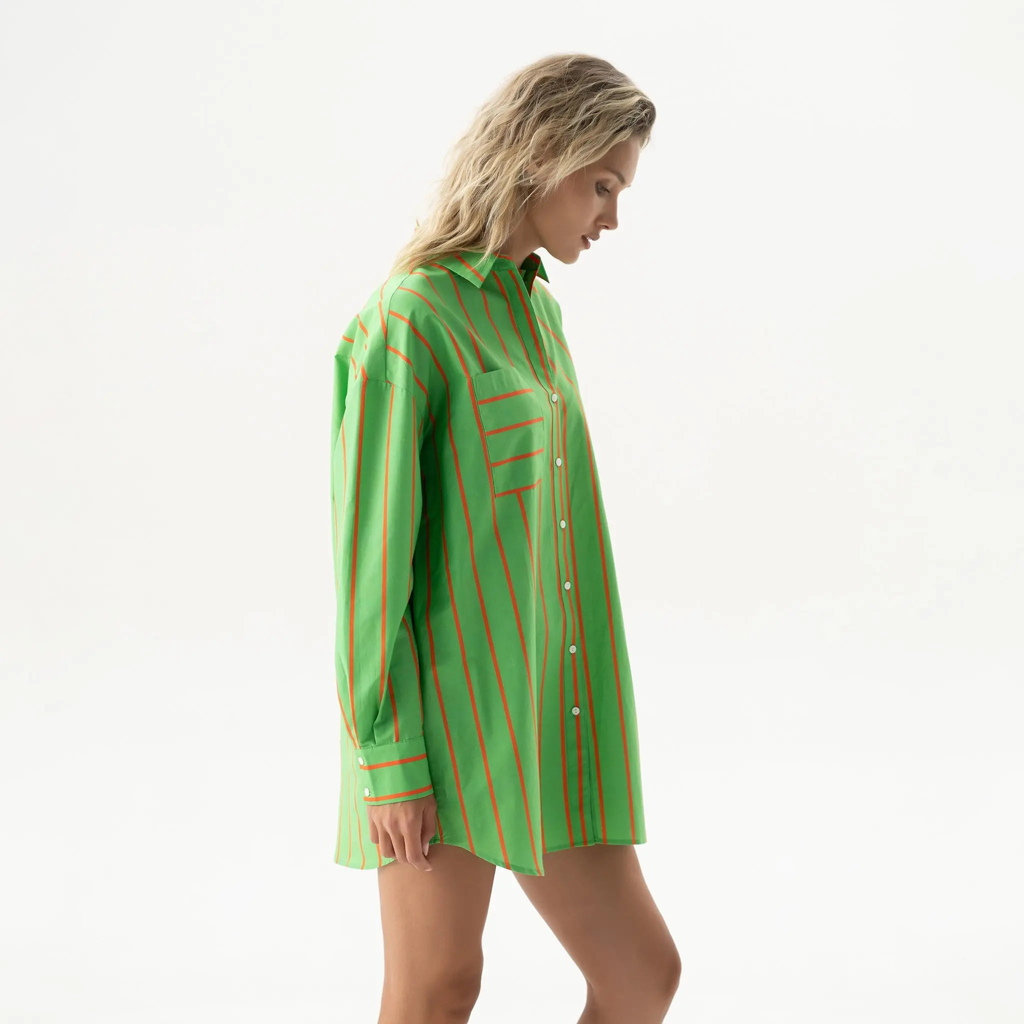 Silk Cotton Shirt Retro Green - Image 3