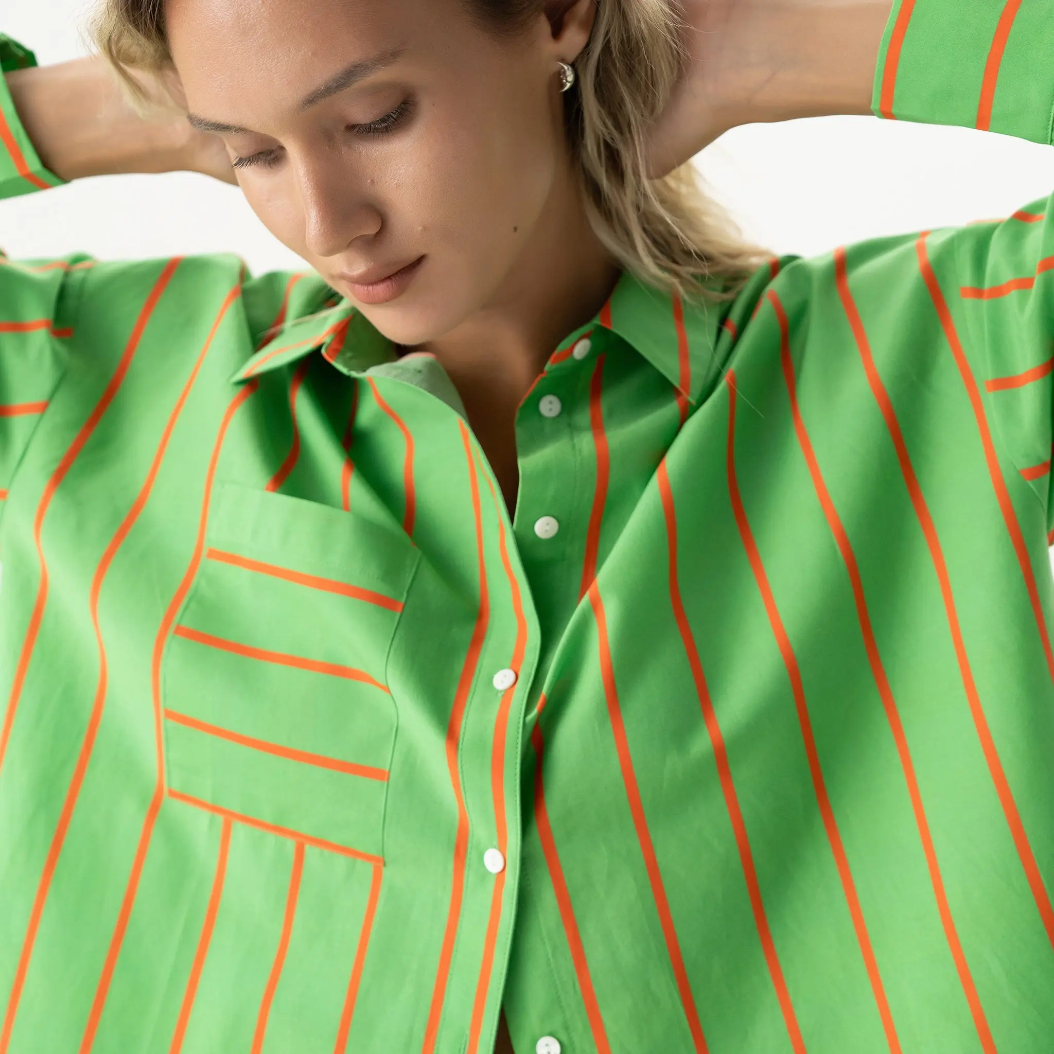 Silk Cotton Shirt Retro Green - Image 5
