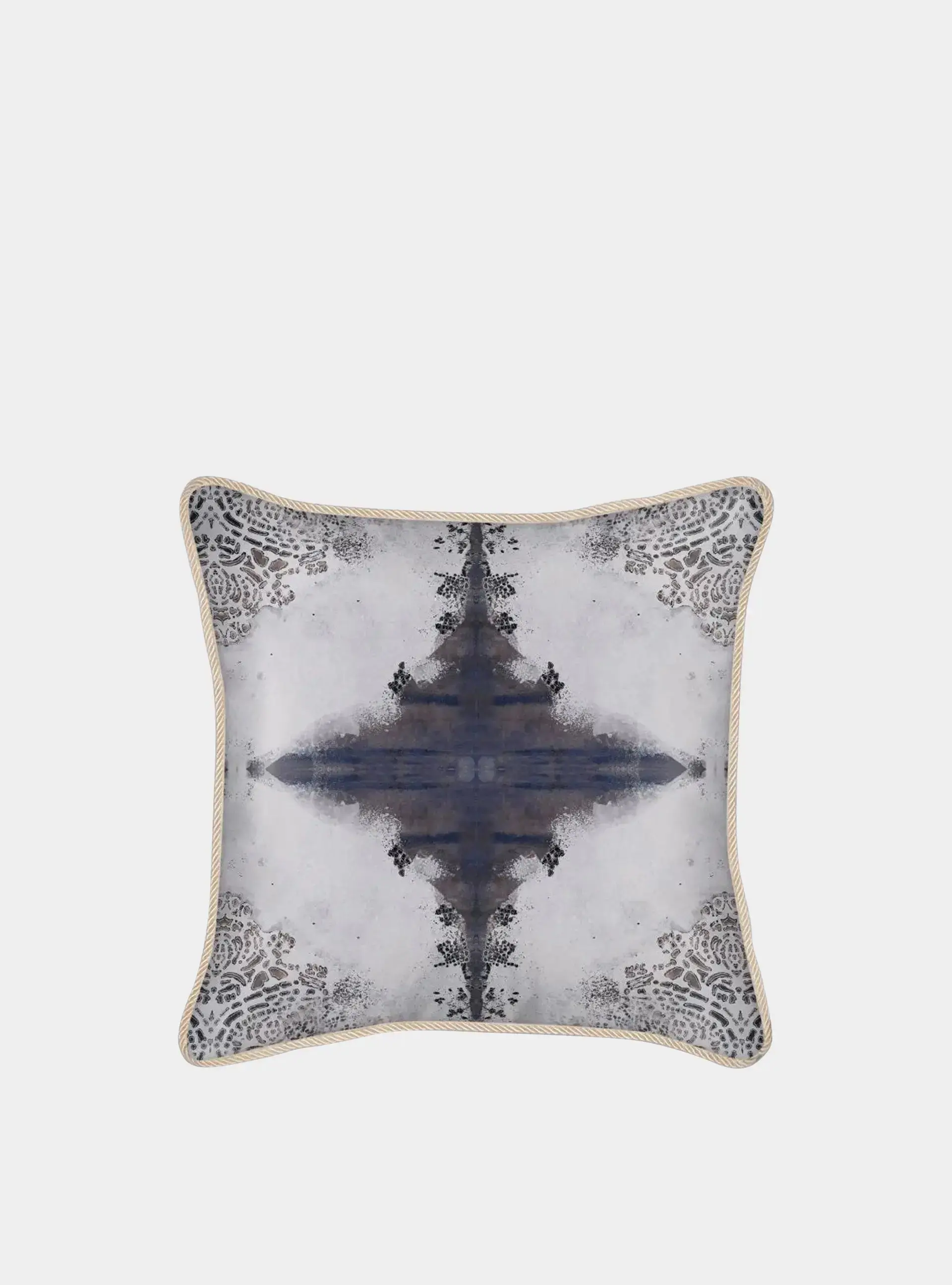 Silk Cushion - Burano Lace White And Purple Greys