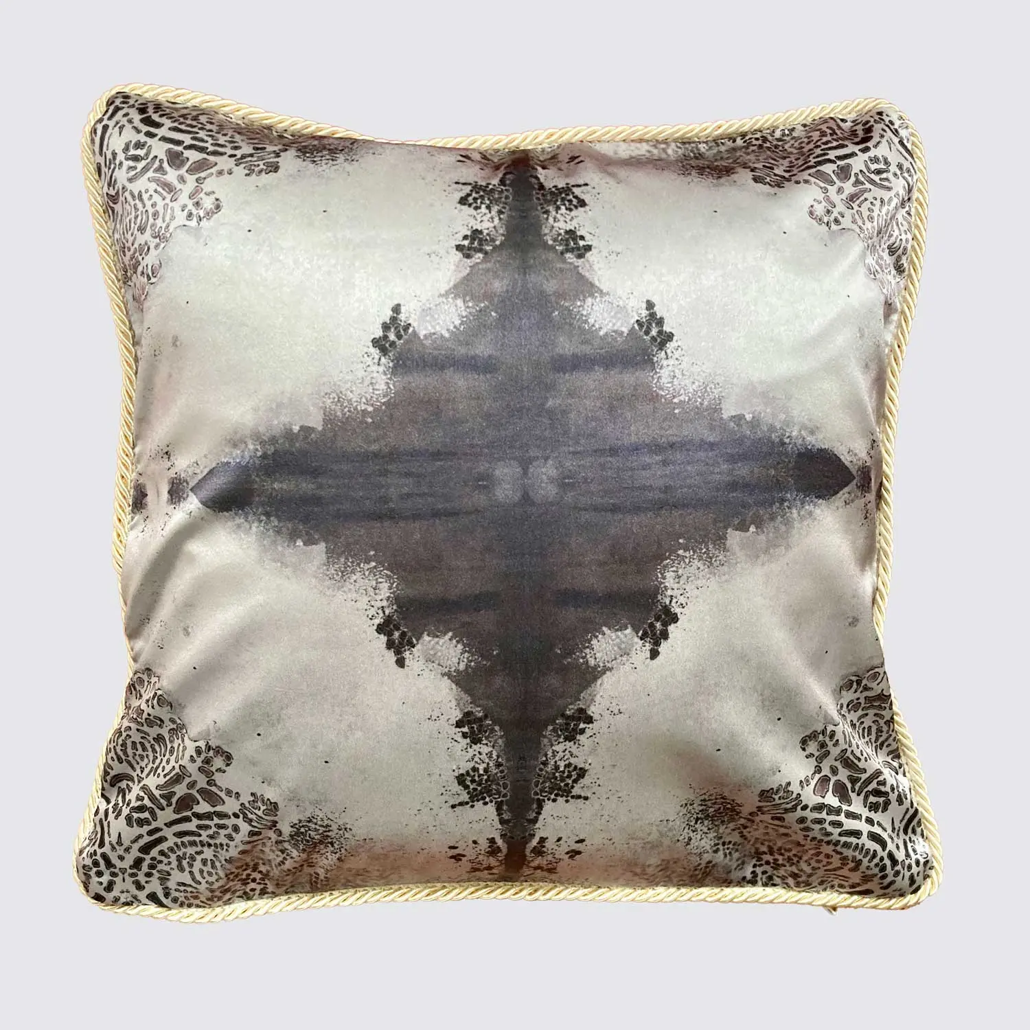 Silk Cushion - Burano Lace White And Purple Greys - Image 4
