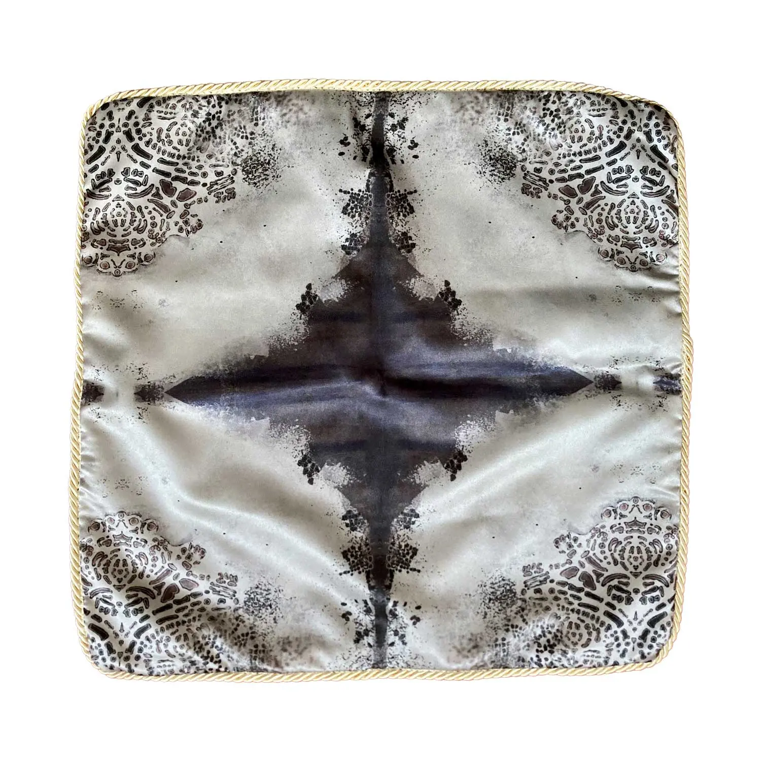 Silk Cushion - Burano Lace White And Purple Greys - Image 5