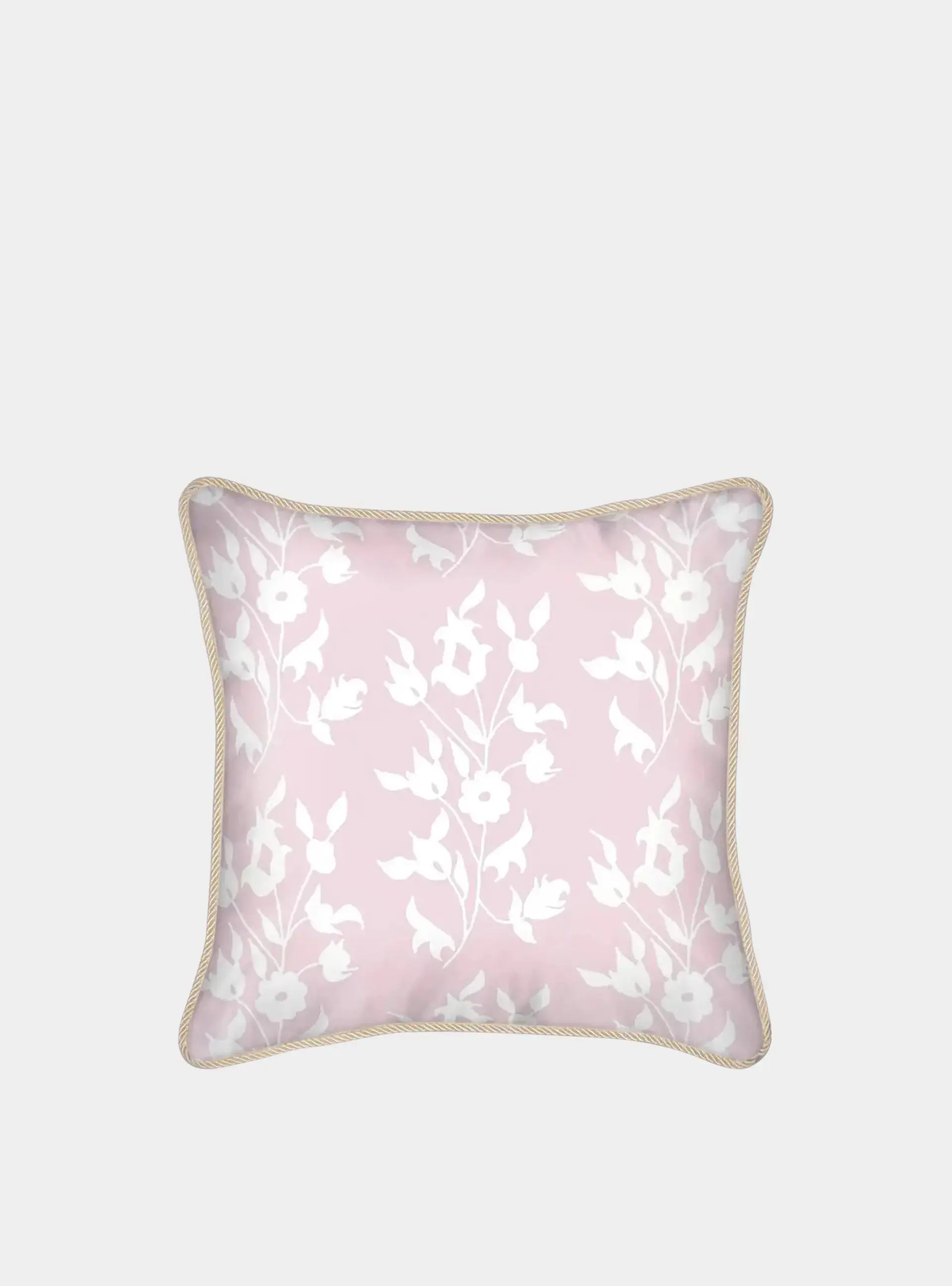 Silk Cushion - Pink With White Foliage