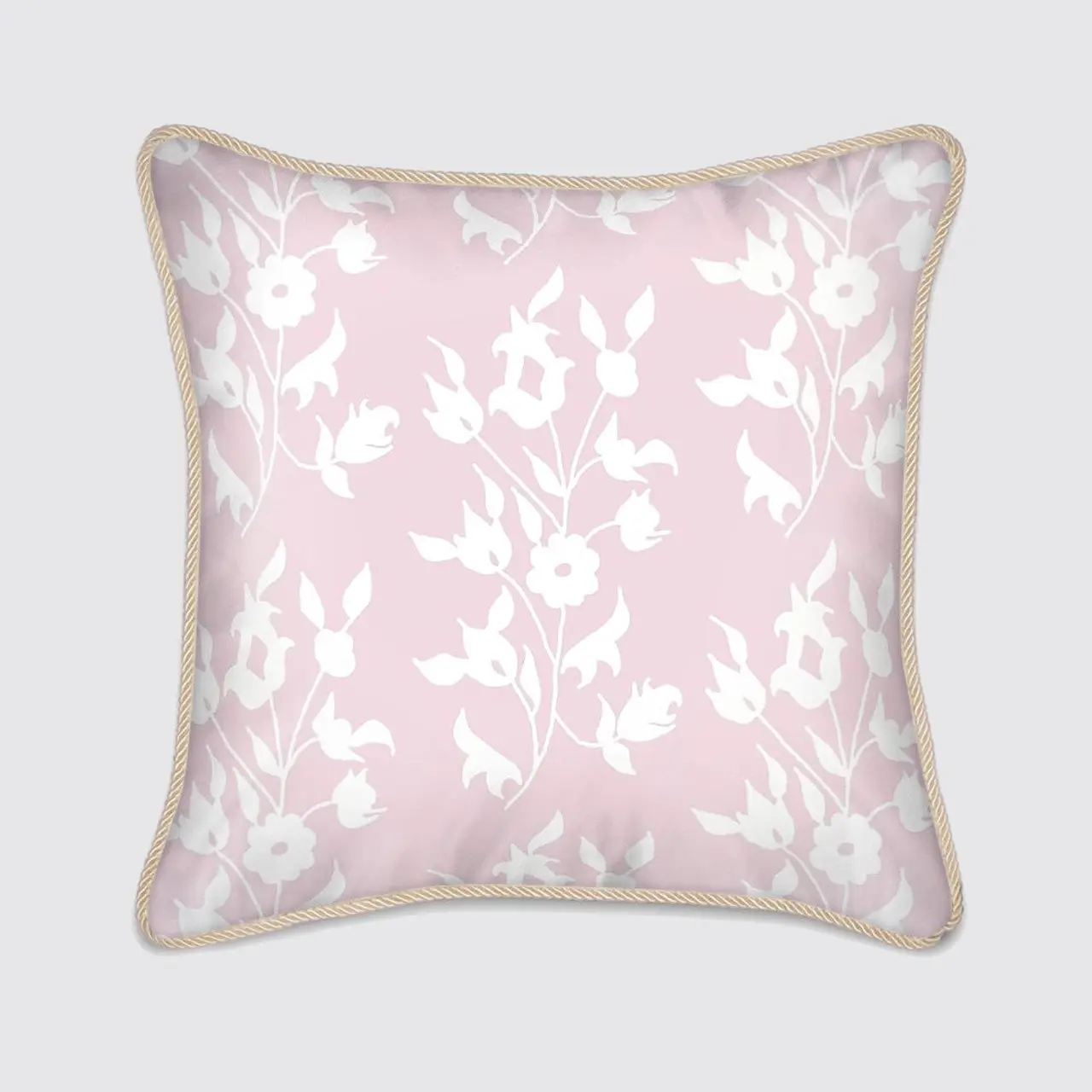 Silk Cushion - Pink With White Foliage - Image 8