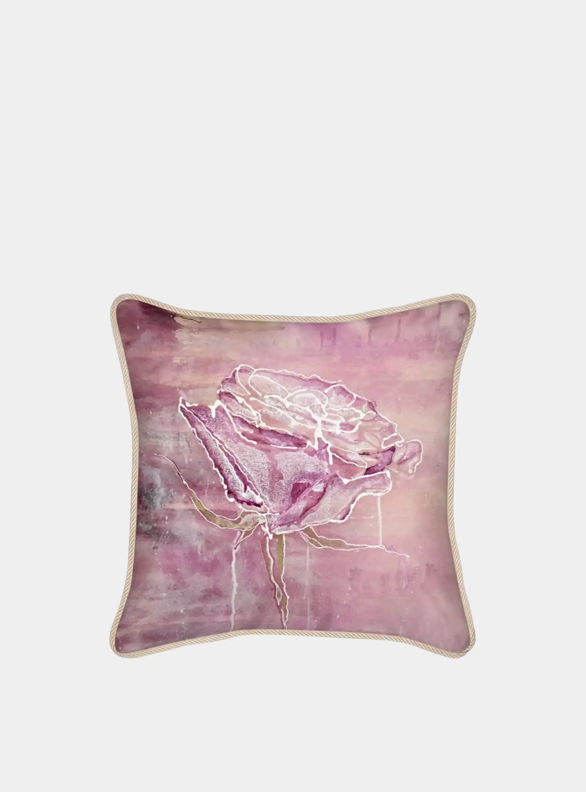 Silk Cushion Violet Pink with Rose