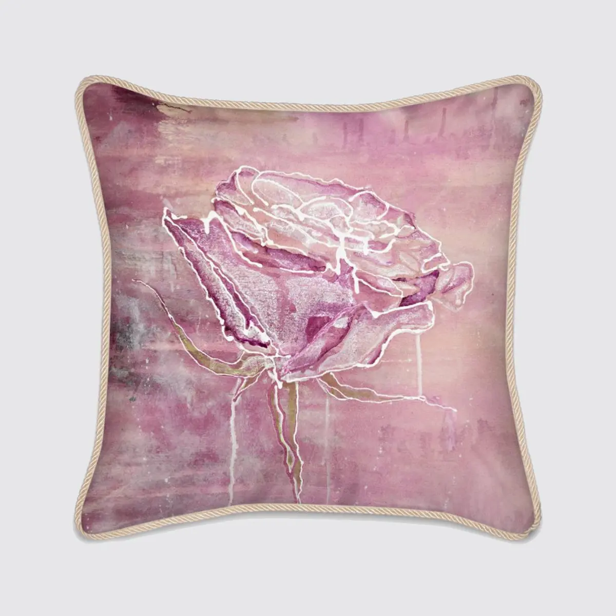 Silk Cushion Violet Pink with Rose - Image 2
