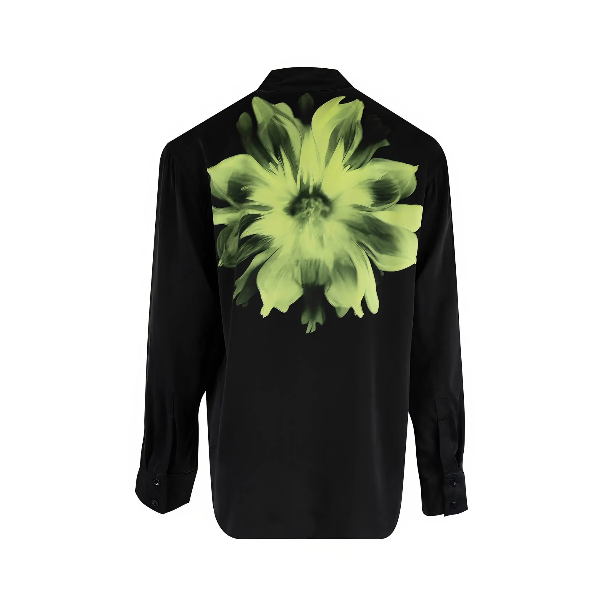 Silk Dreamscape Pyjama Shirt Black Flower - Image 7
