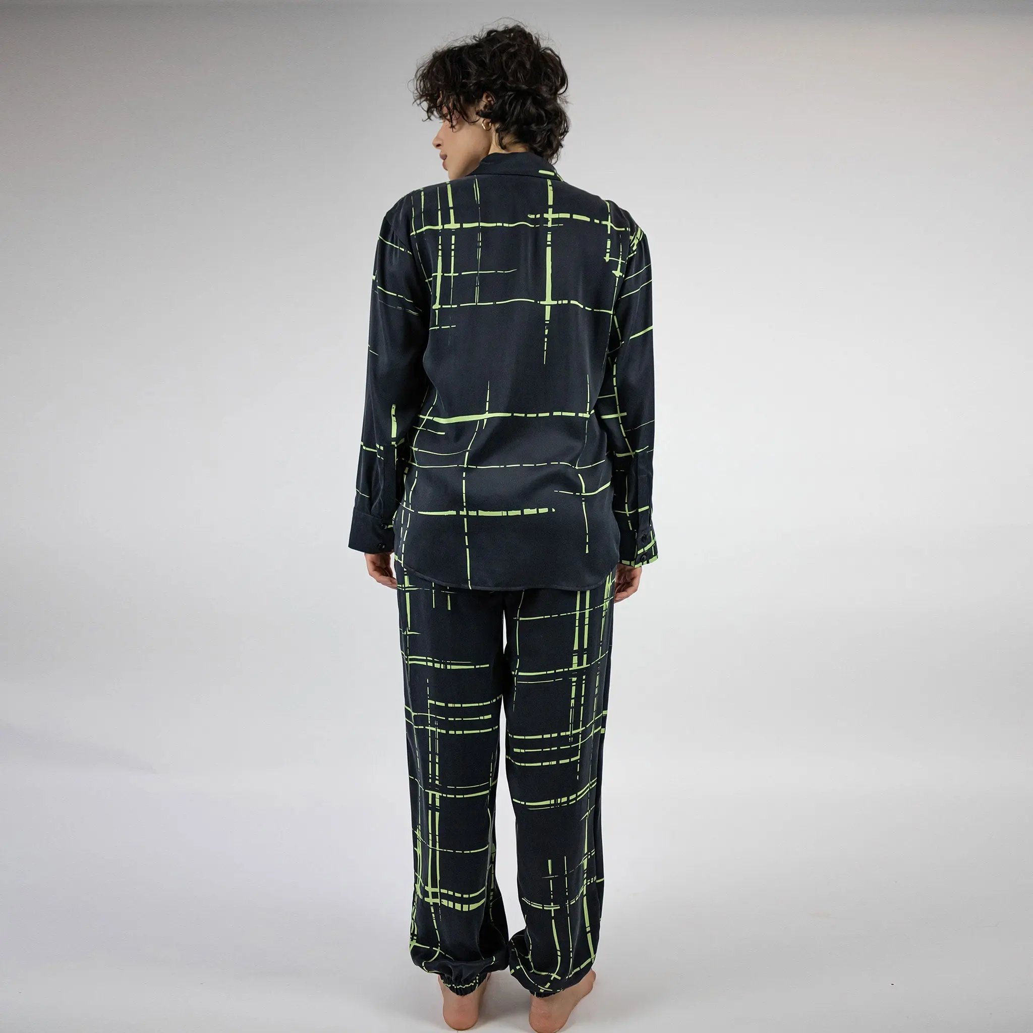 Silk Dreamscape Shirt Black Check - Image 7