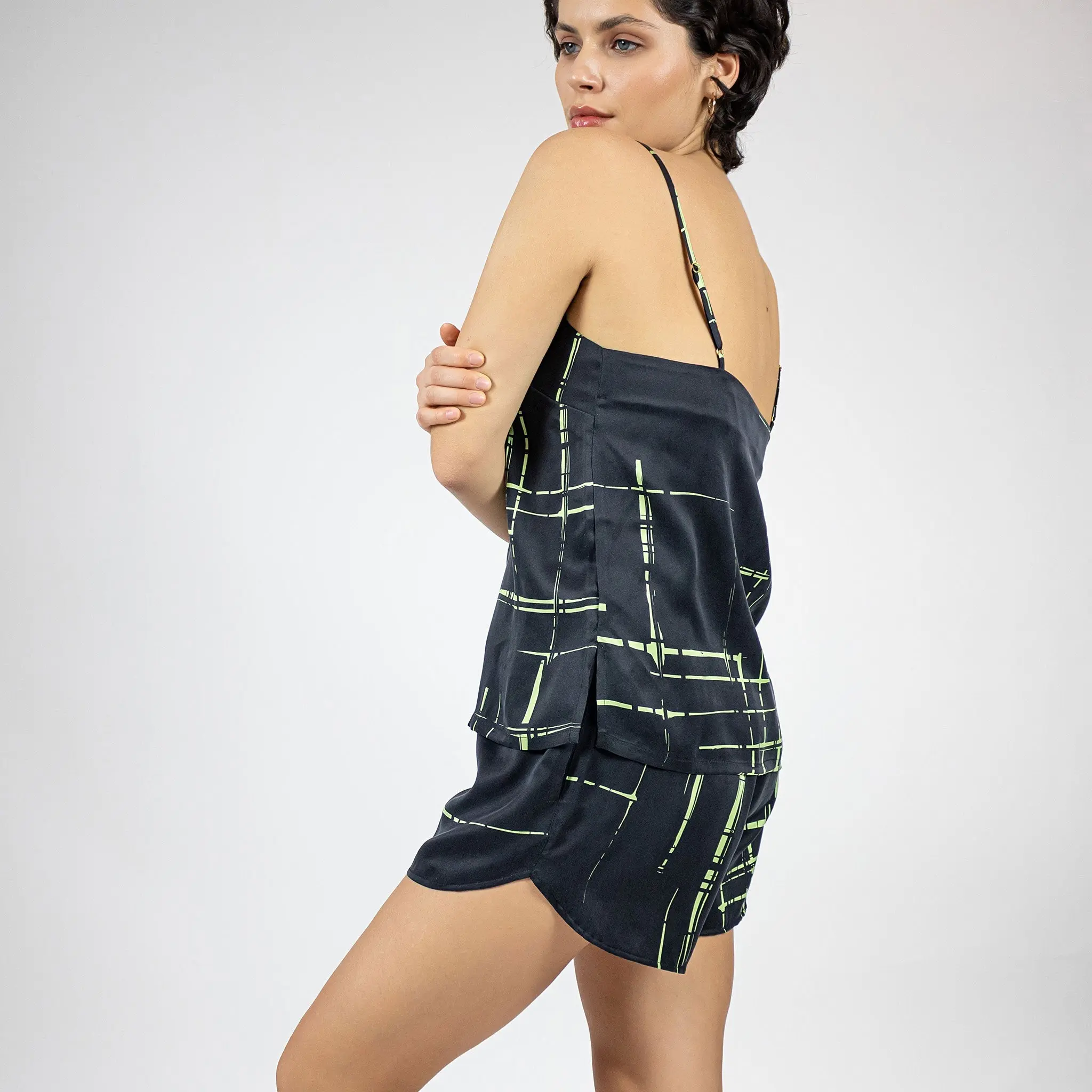 Silk Dreamscape Shorts Black Check - Image 4