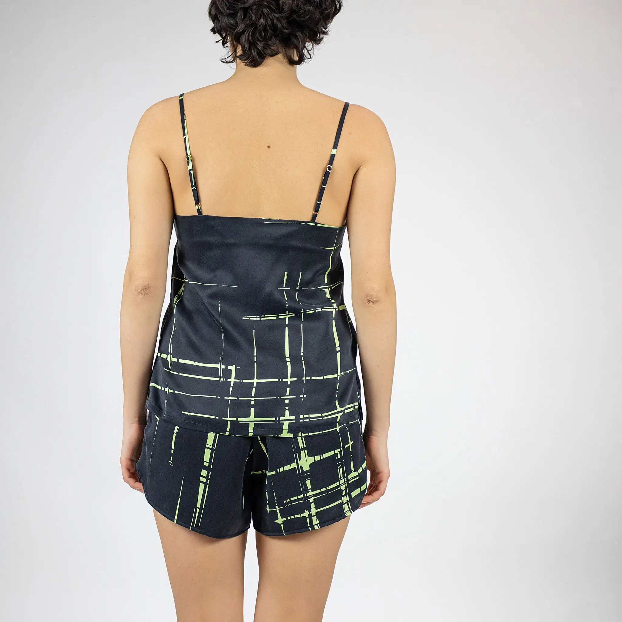 Silk Dreamscape Shorts Black Check - Image 5