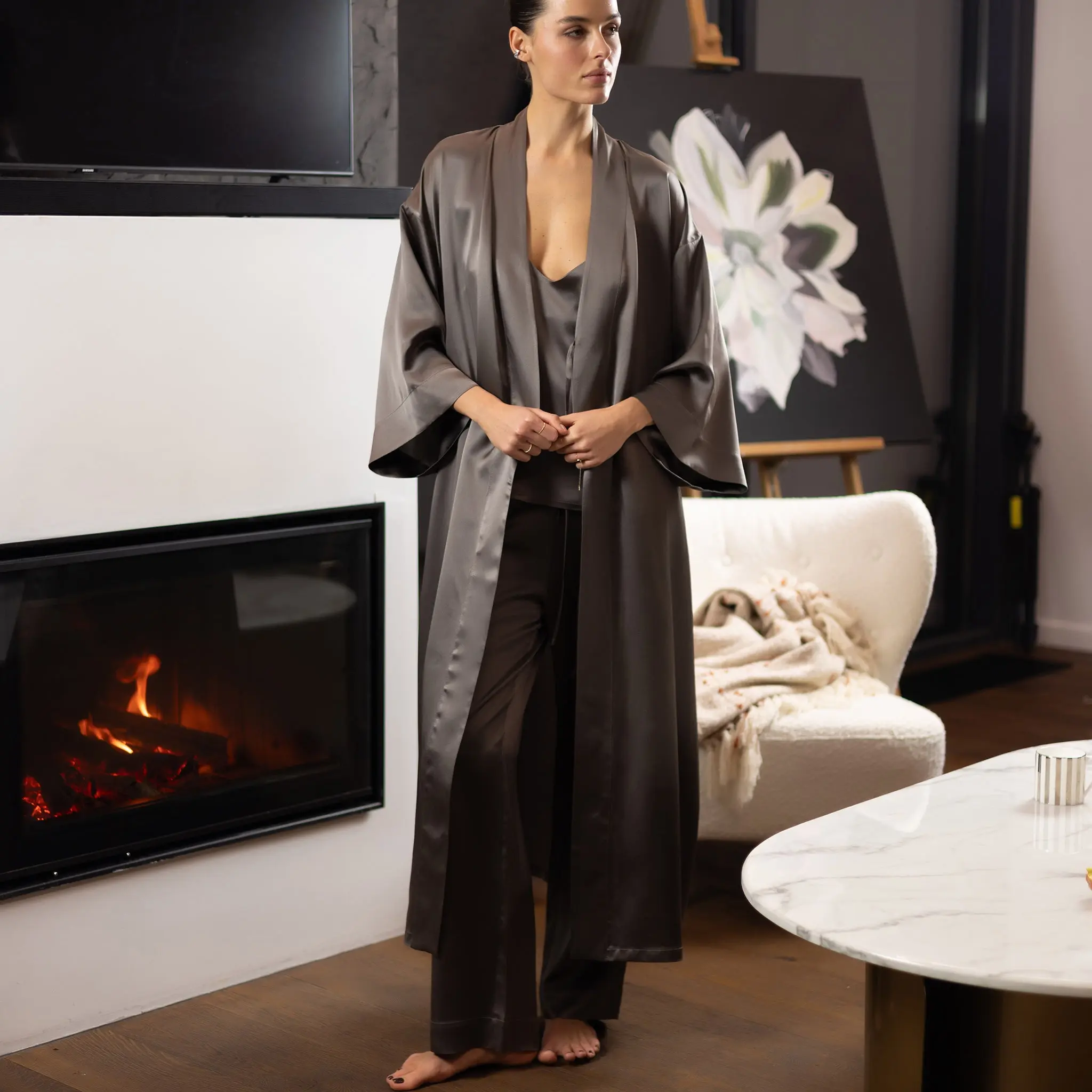 Silk Long Kimono-style Robe The Lady - Image 14