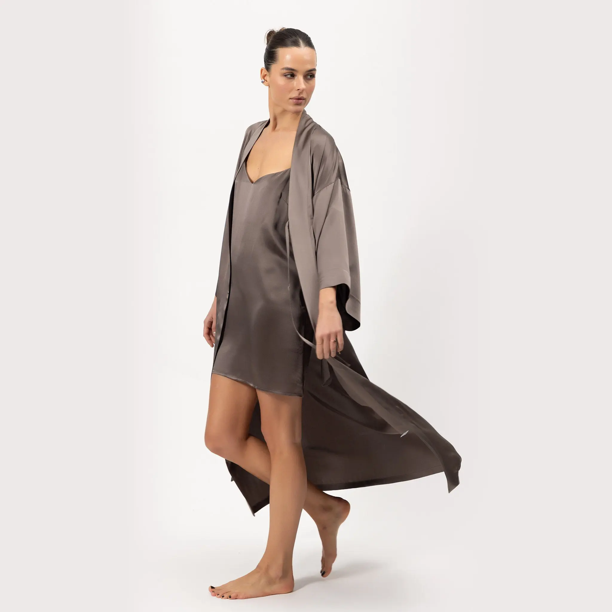 Silk Long Kimono-style Robe The Lady - Image 7