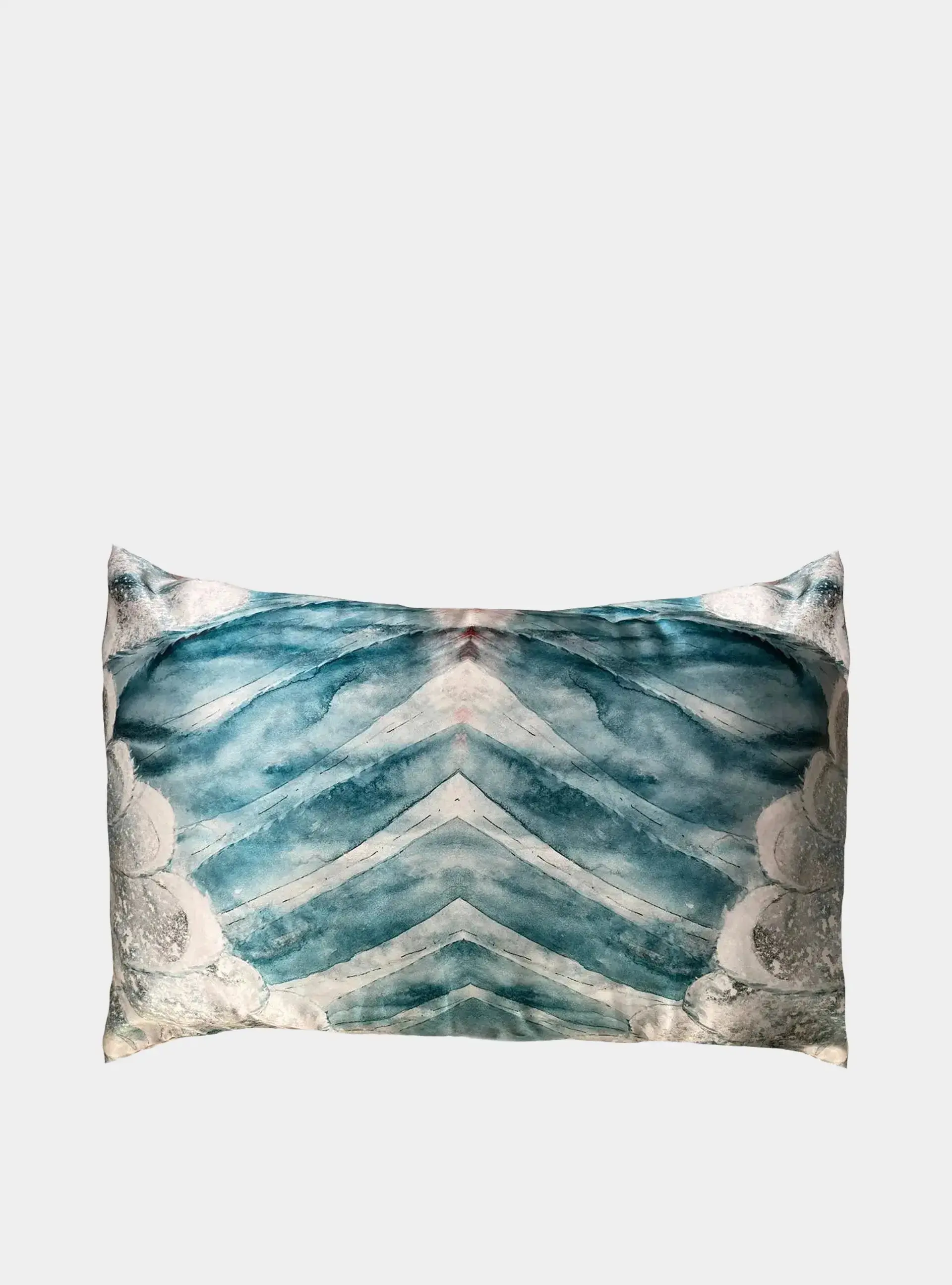 Silk Pillowcase - Aqua With Wing Design