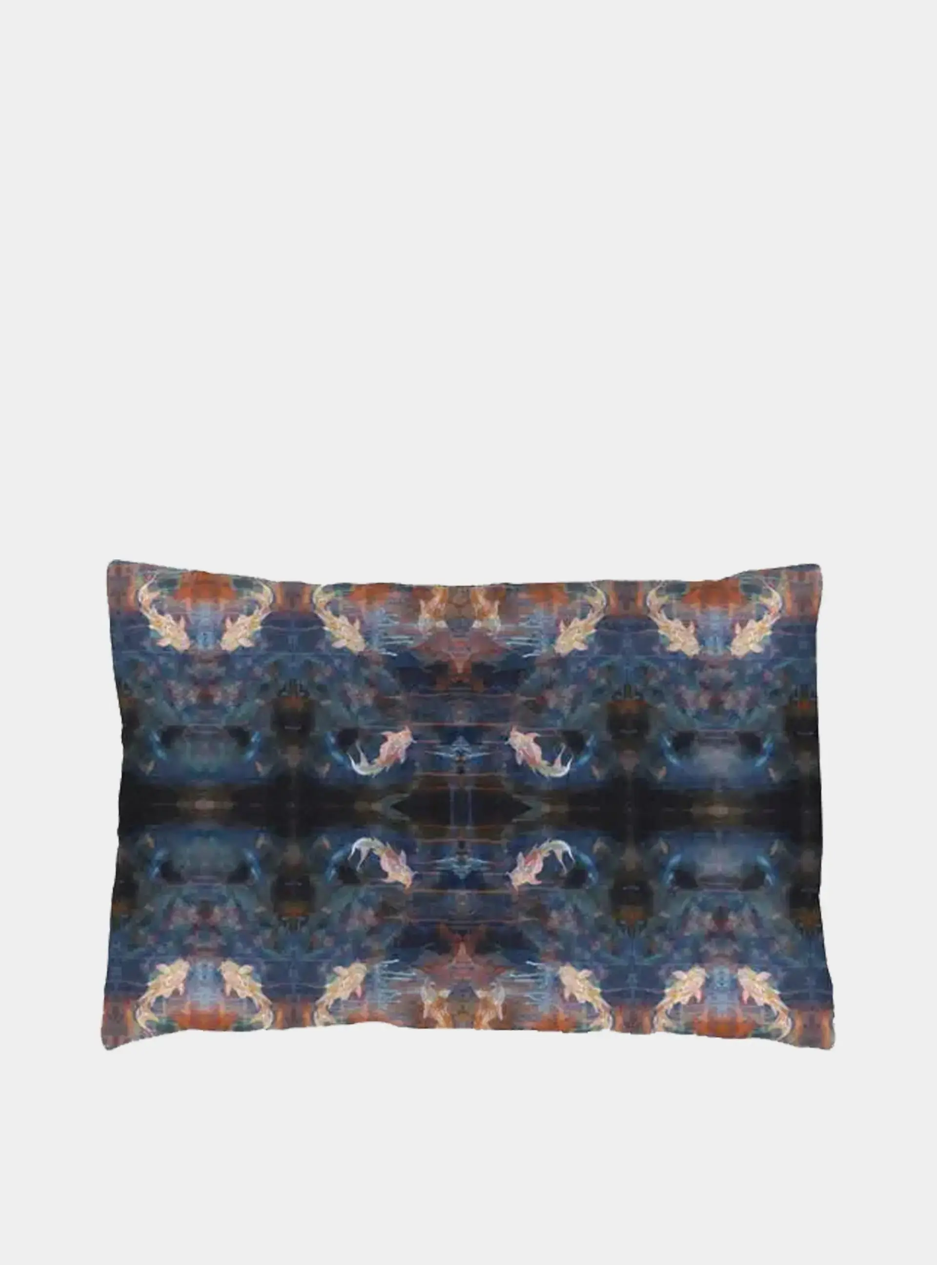 Silk Pillowcase - Blue Orange With Koi Fish Design