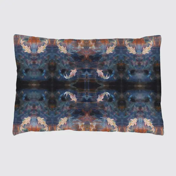 Silk Pillowcase - Blue Orange With Koi Fish Design - Image 3