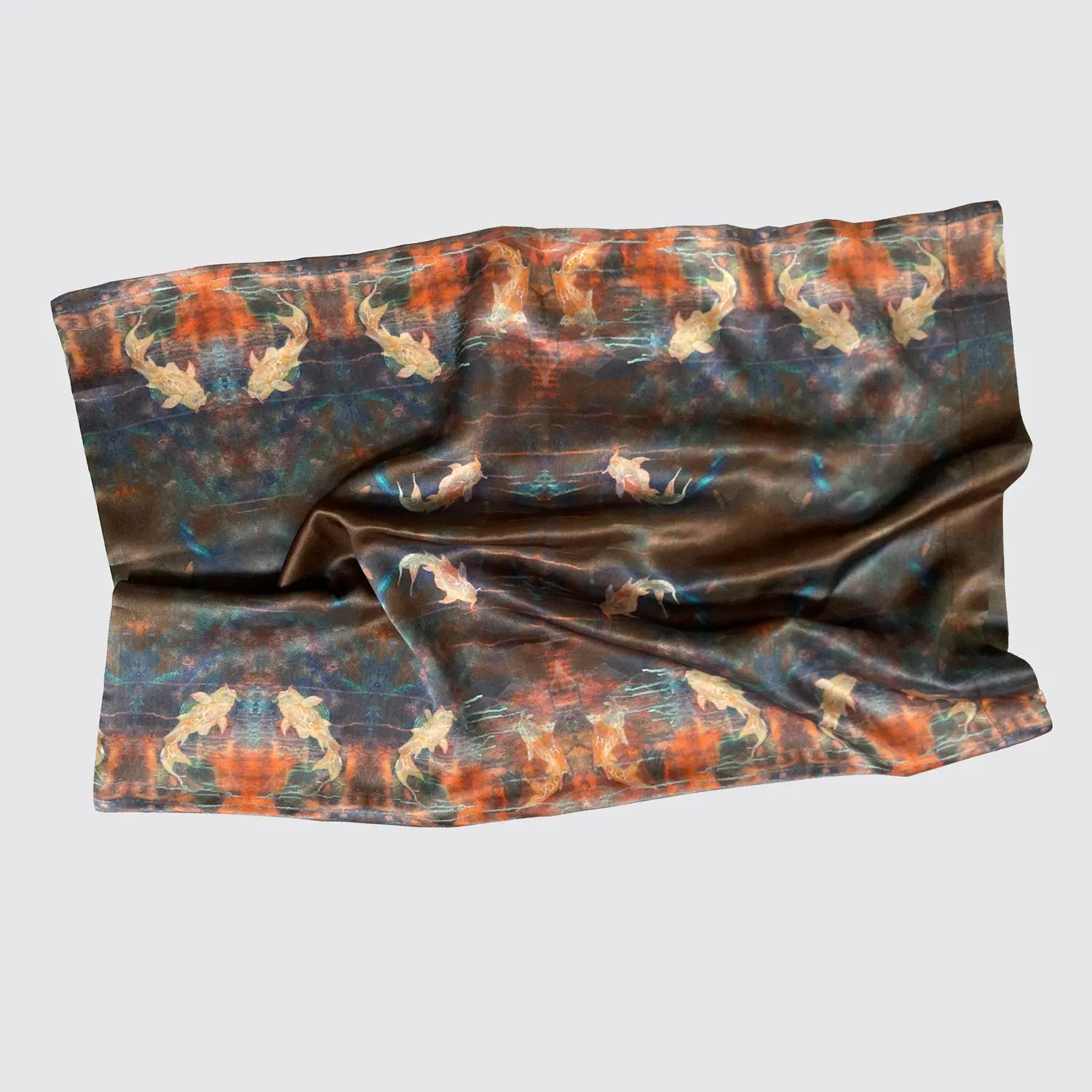 Silk Pillowcase - Blue Orange With Koi Fish Design - Image 5