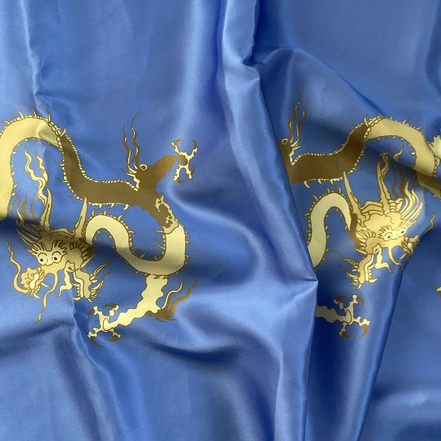 Silk Pillowcase - Blue With Golden Dragon Design - Image 5