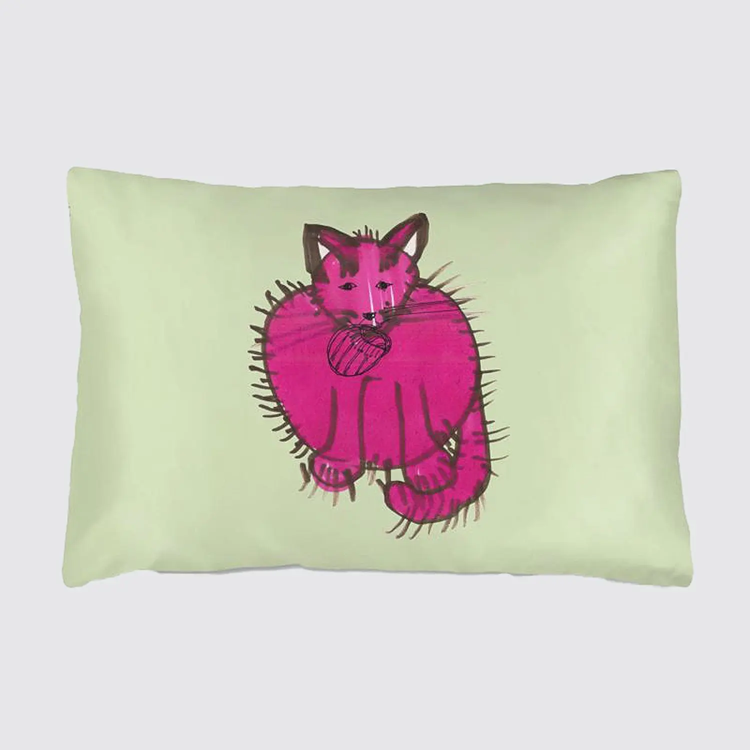Silk Pillowcase For Children - Green and Pink - Purry With A Sock - Image 2