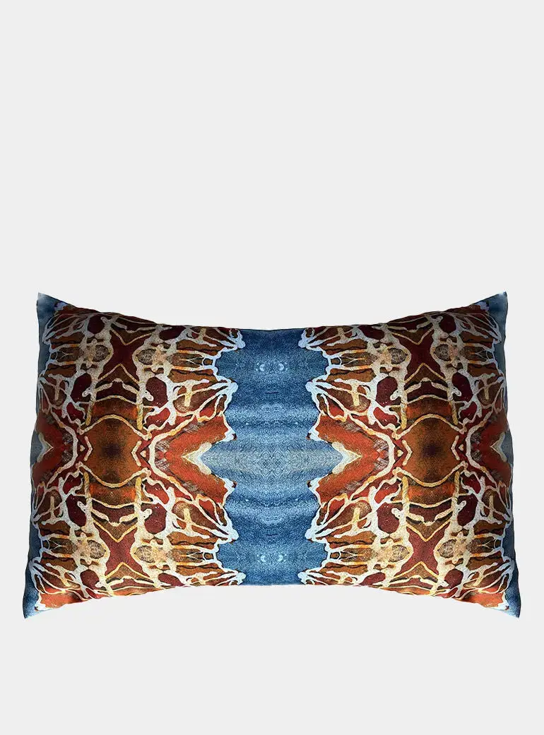 Silk Pillowcase - Orange And Blue