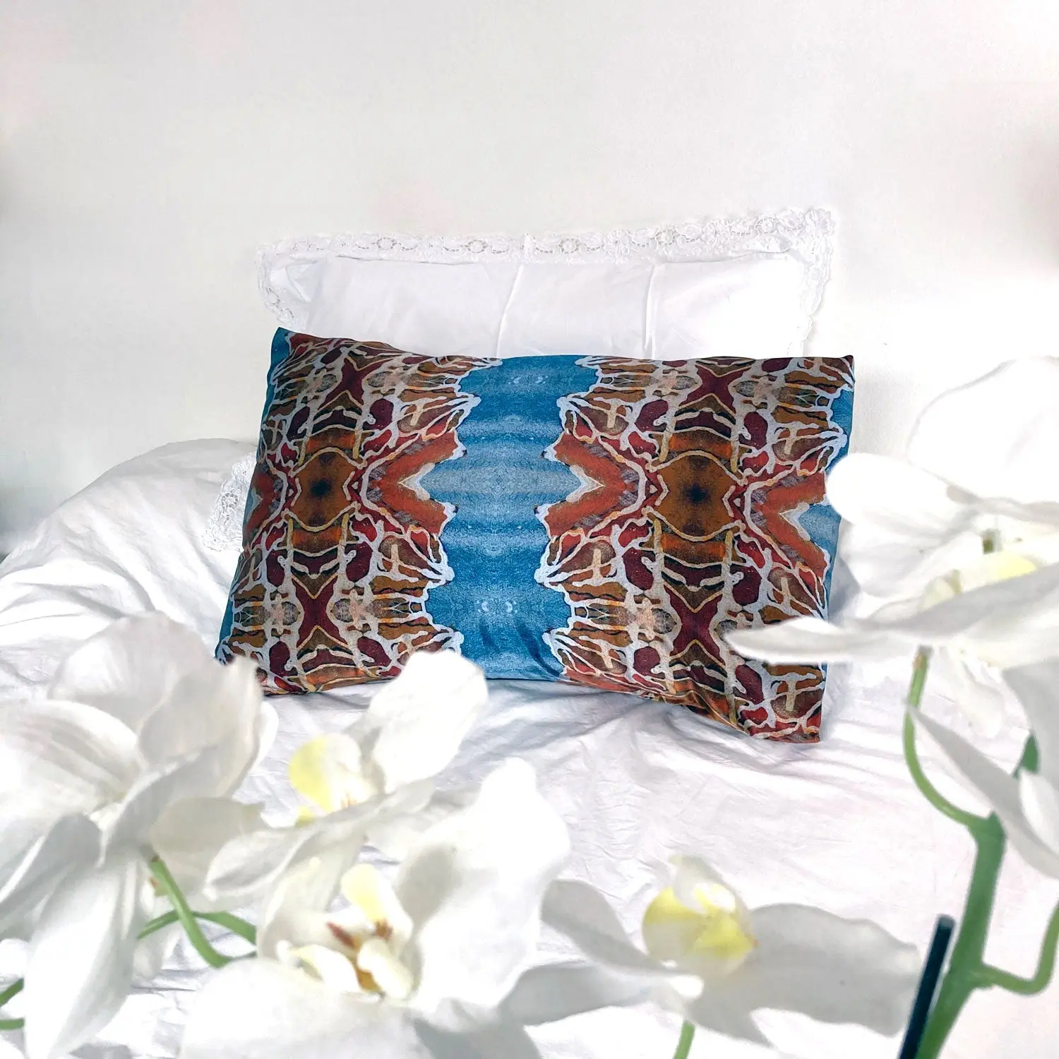 Silk Pillowcase - Orange And Blue - Image 2