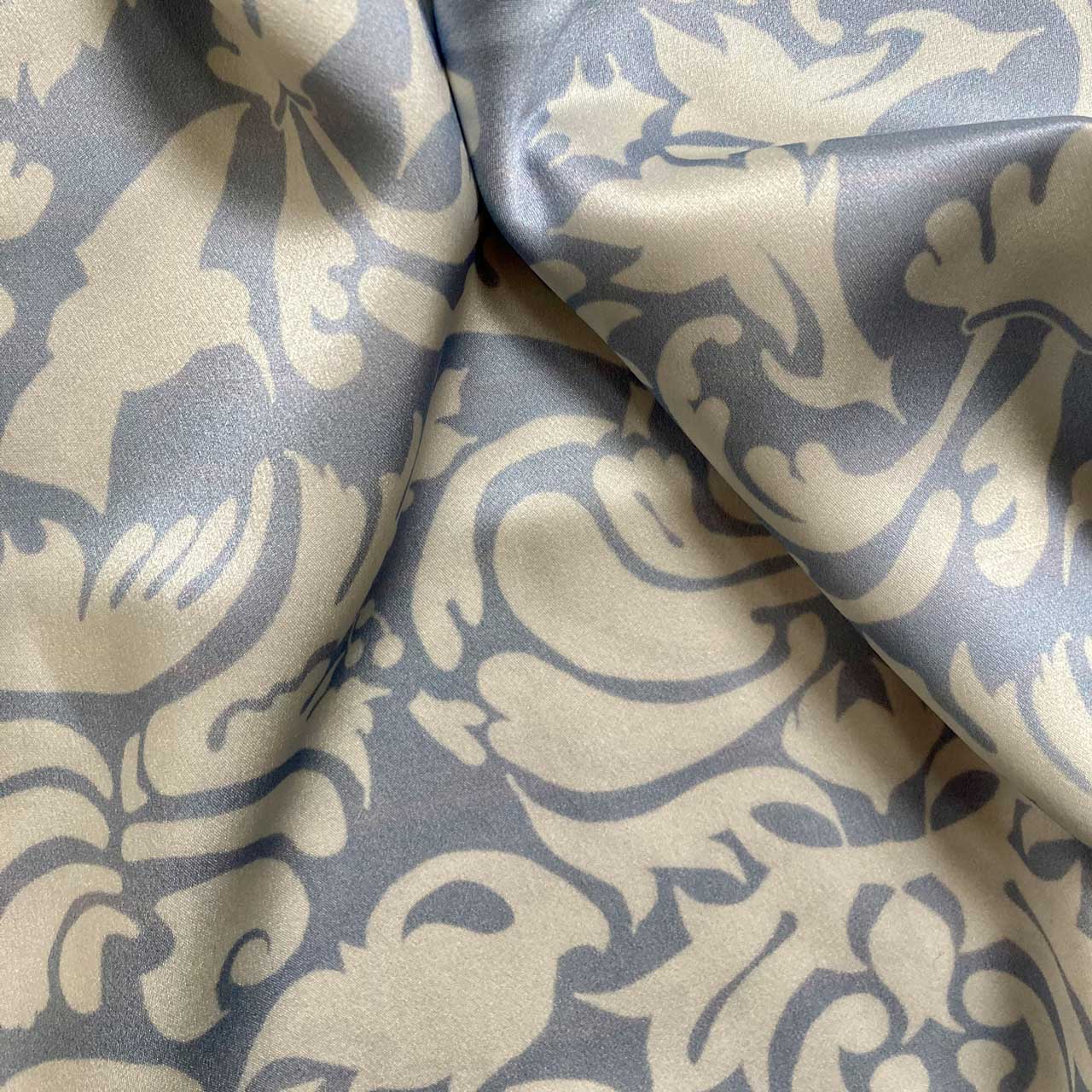 Silk Pillowcase - Pale Blue With White Hummingbird Damask Pattern - Image 4