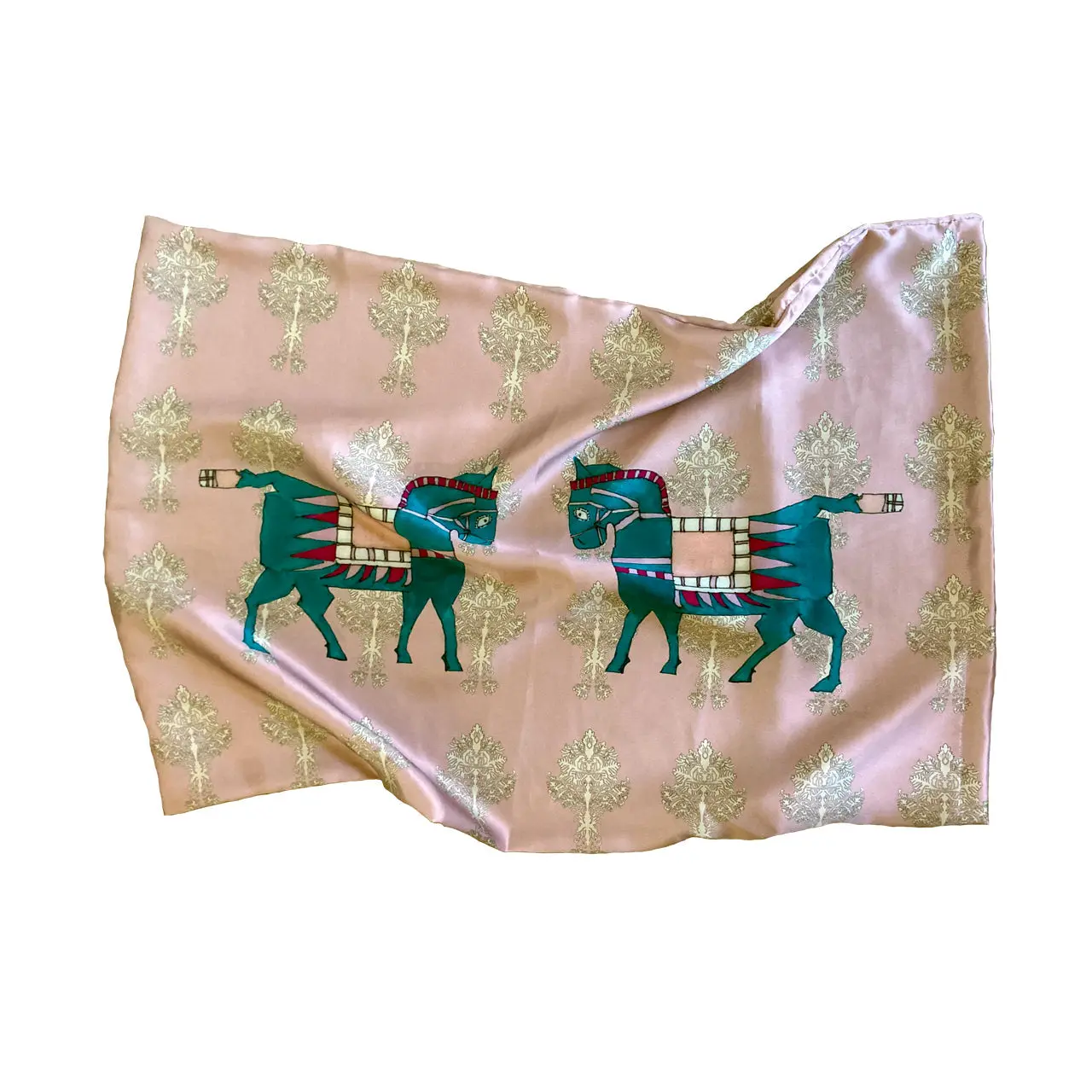 Silk Pillowcase - Pink With Horse Design - Image 3