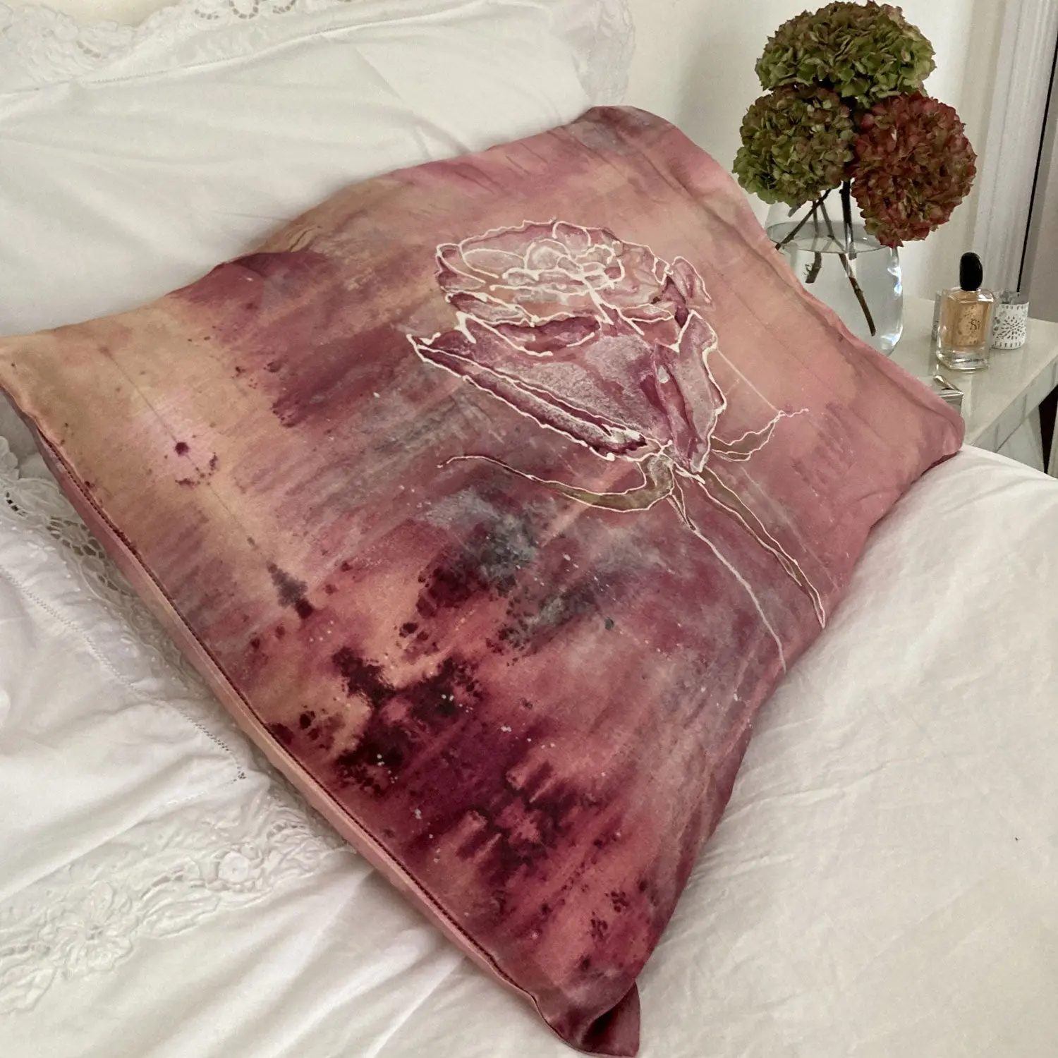 Silk Pillowcase - Violet Pink Rose - Image 2