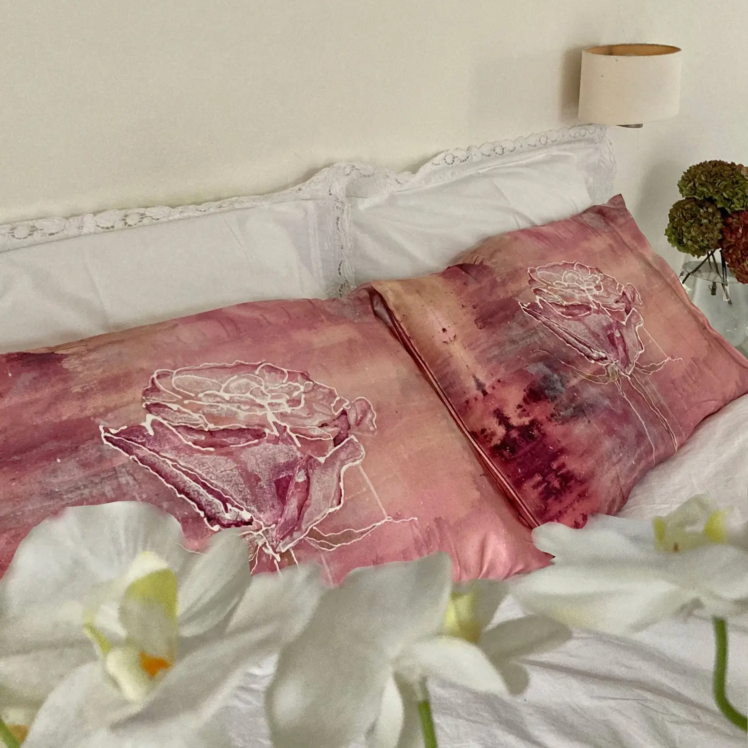 Silk Pillowcase - Violet Pink Rose - Image 3