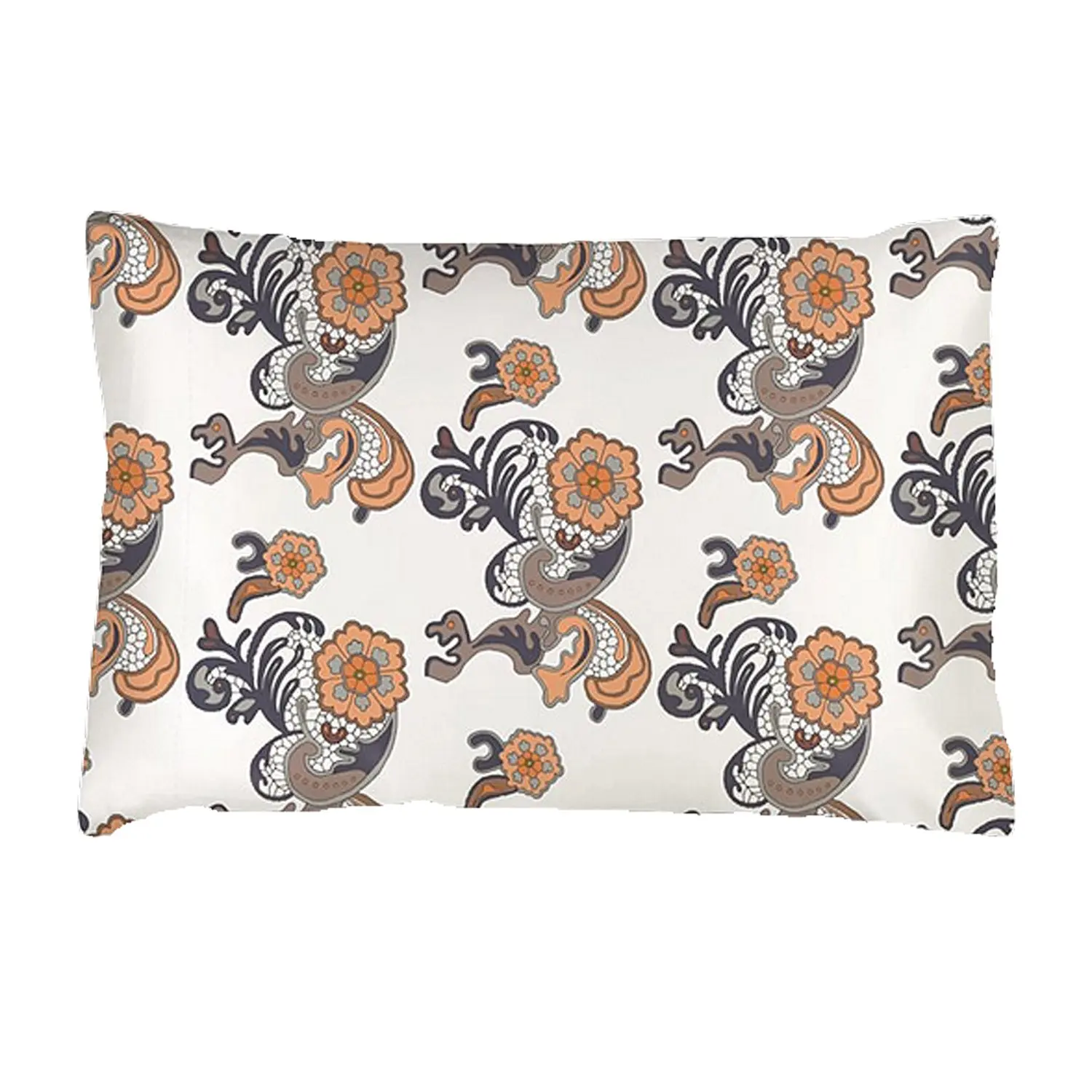 Silk Pillowcase With Orange And Tan Flower Lace Pattern - Image 5