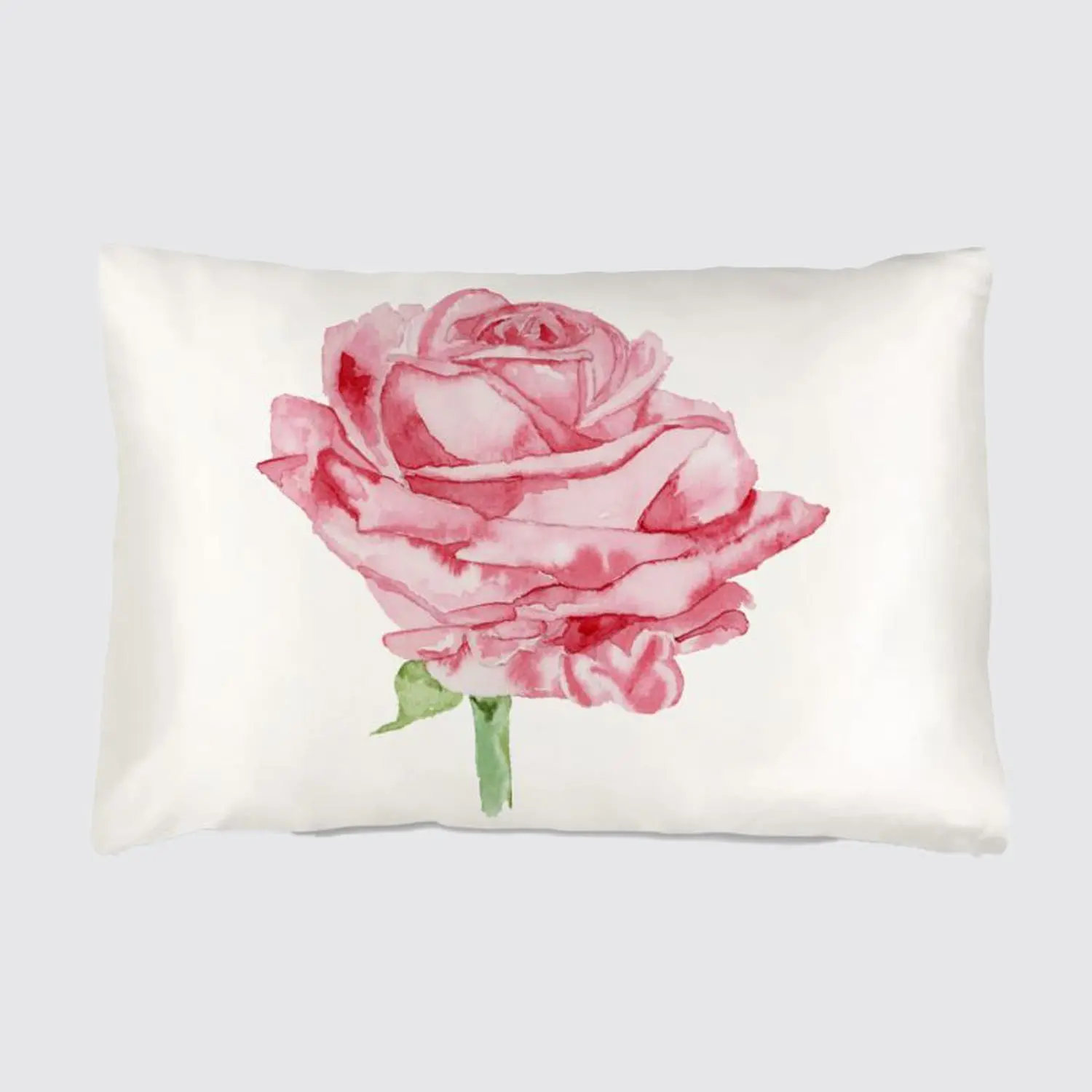 Silk Pillowcase With Red Watercolour Rose - Image 3