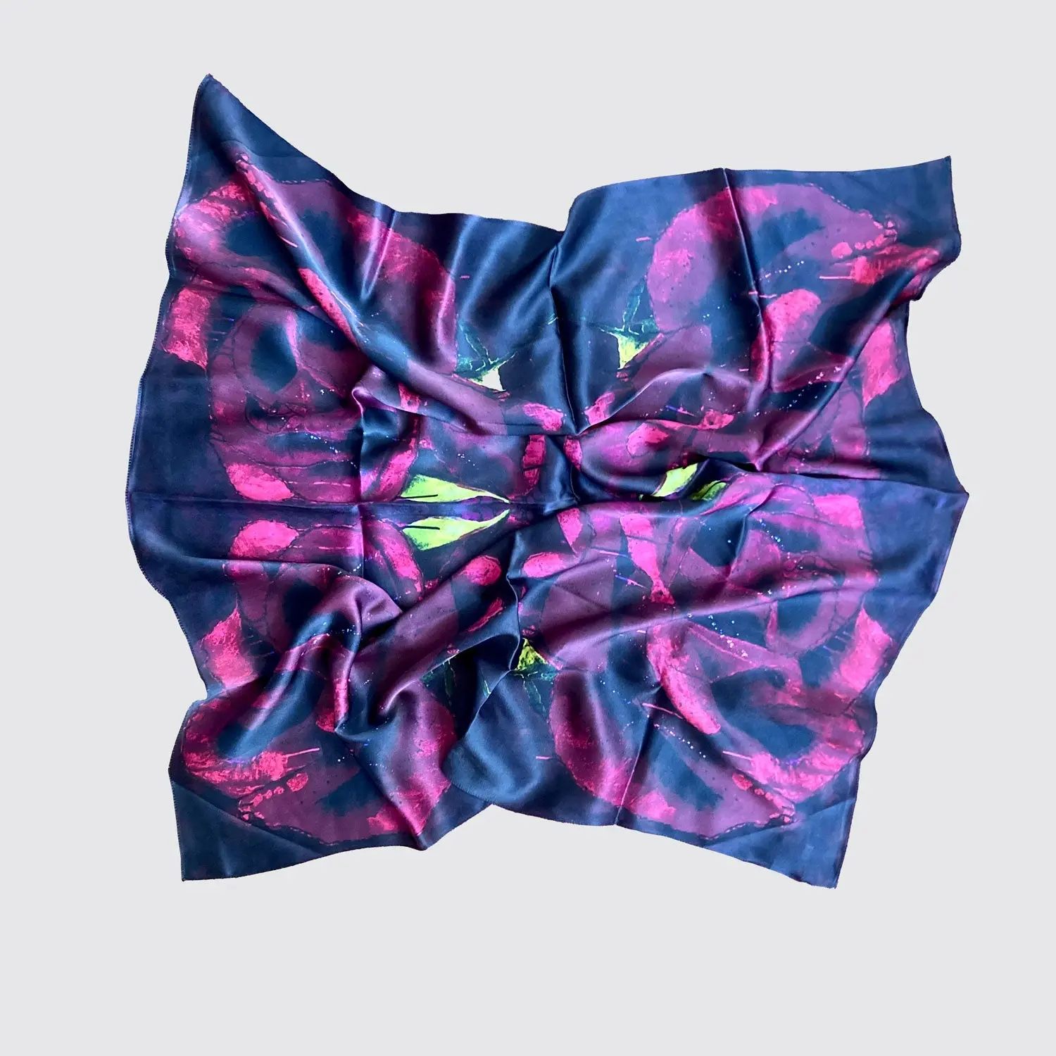 Silk Scarf With Red Roses - Hand Rolled - Image 2