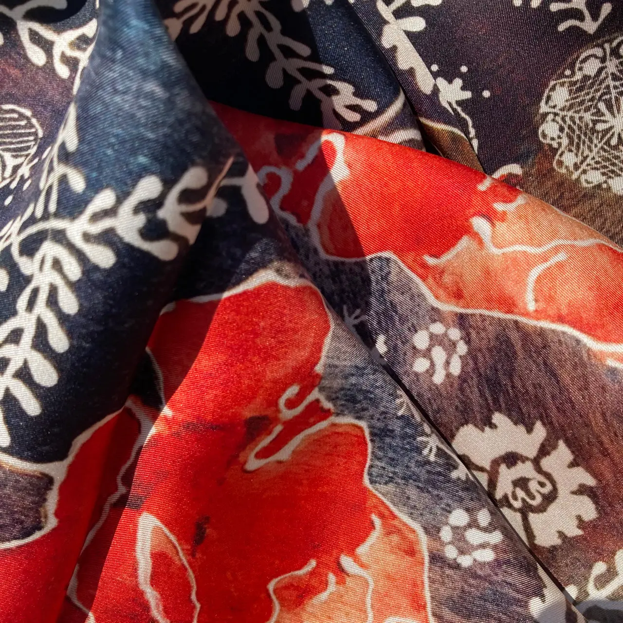 Silk Scarf With Roses And Foliage - Hand-Rolled Hems - Image 5