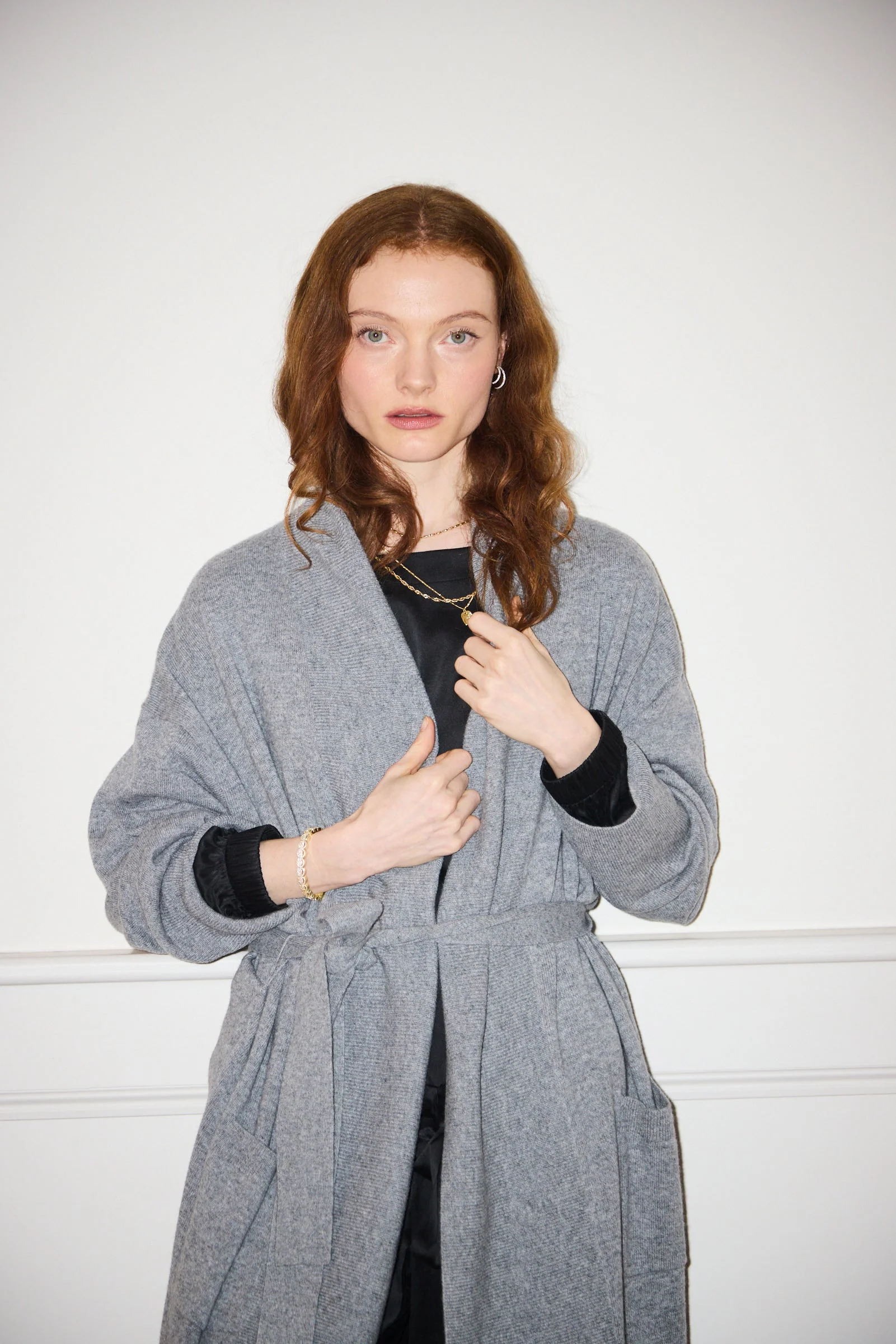 Silver Grey Pure Cashmere Robe - Image 2