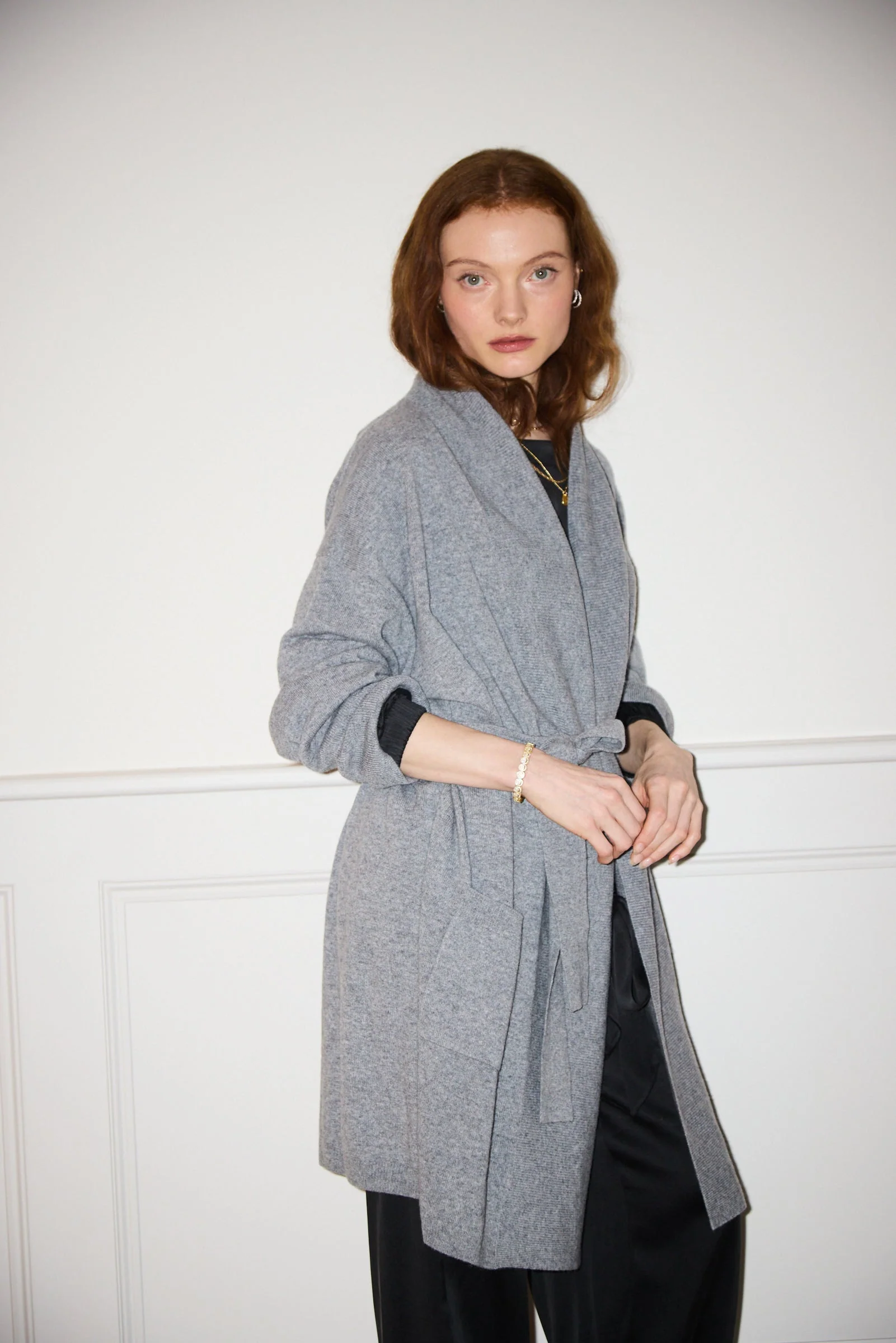 Silver Grey Pure Cashmere Robe - Image 3