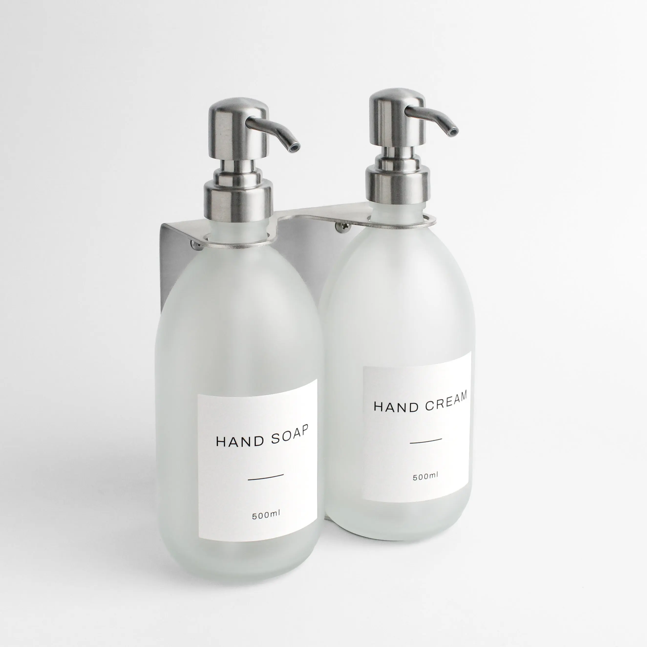 Silver Wall Bracket & Frosted White Glass Dispenser Set