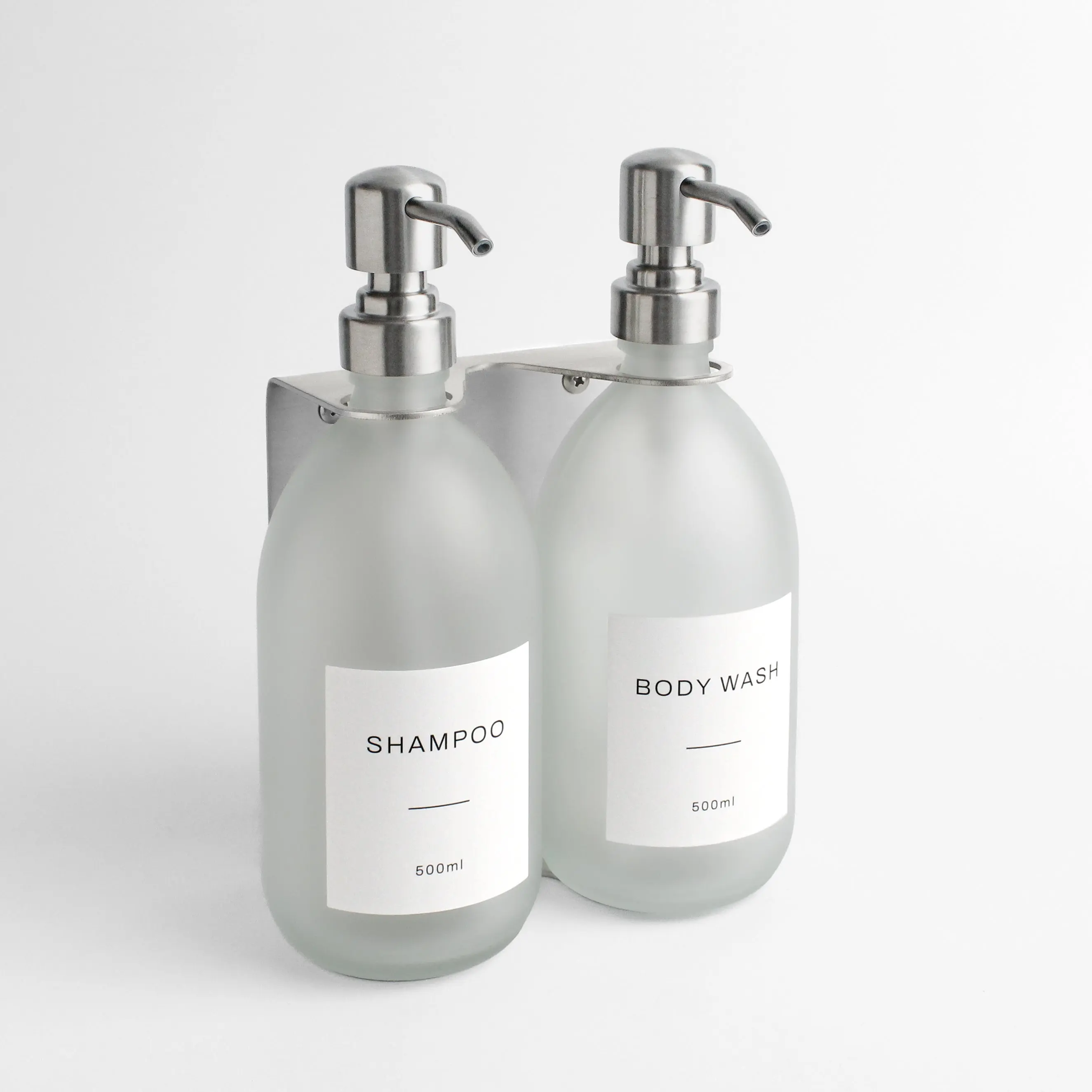 Silver Wall Bracket & Frosted White Glass Dispenser Set - Image 2