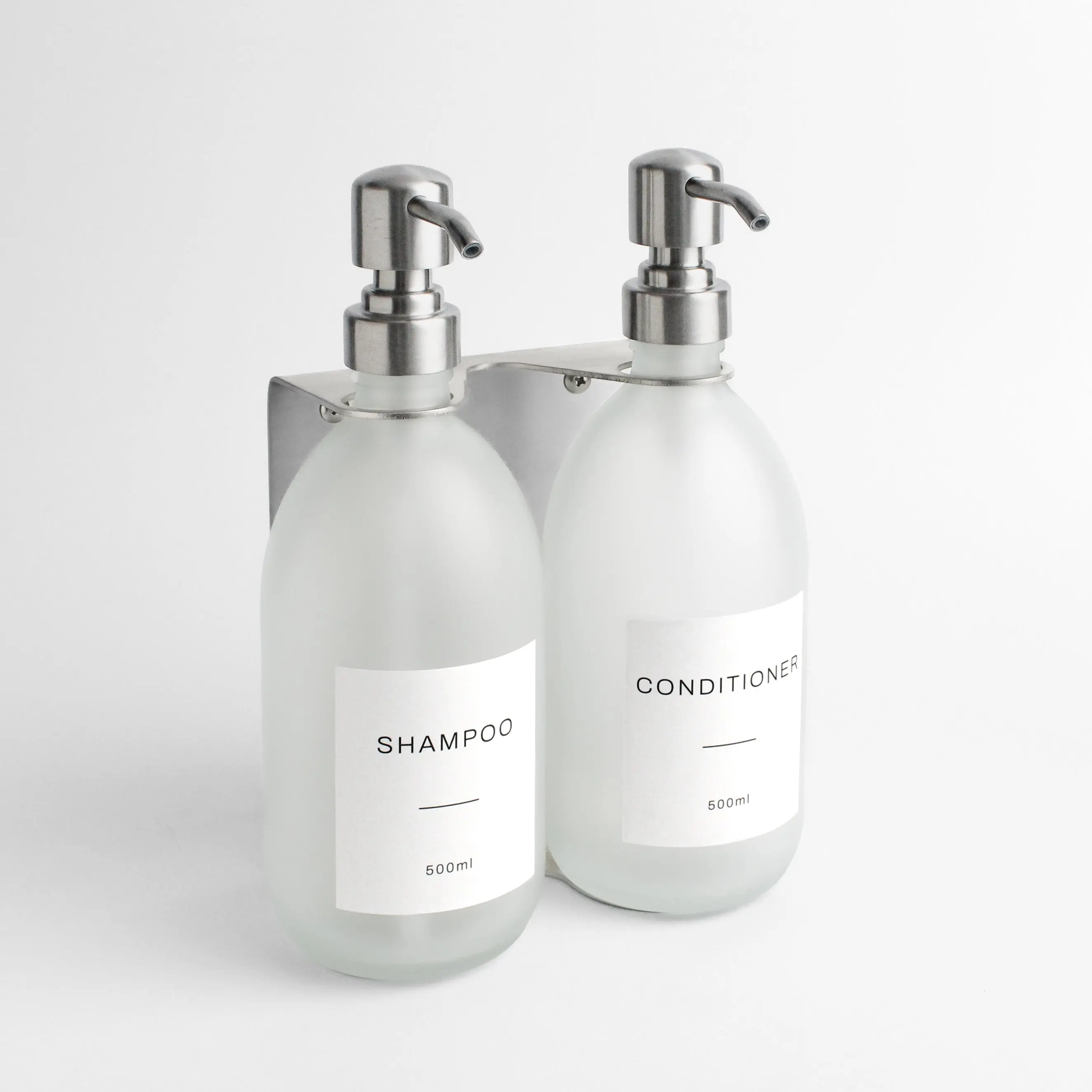 Silver Wall Bracket & Frosted White Glass Dispenser Set - Image 3