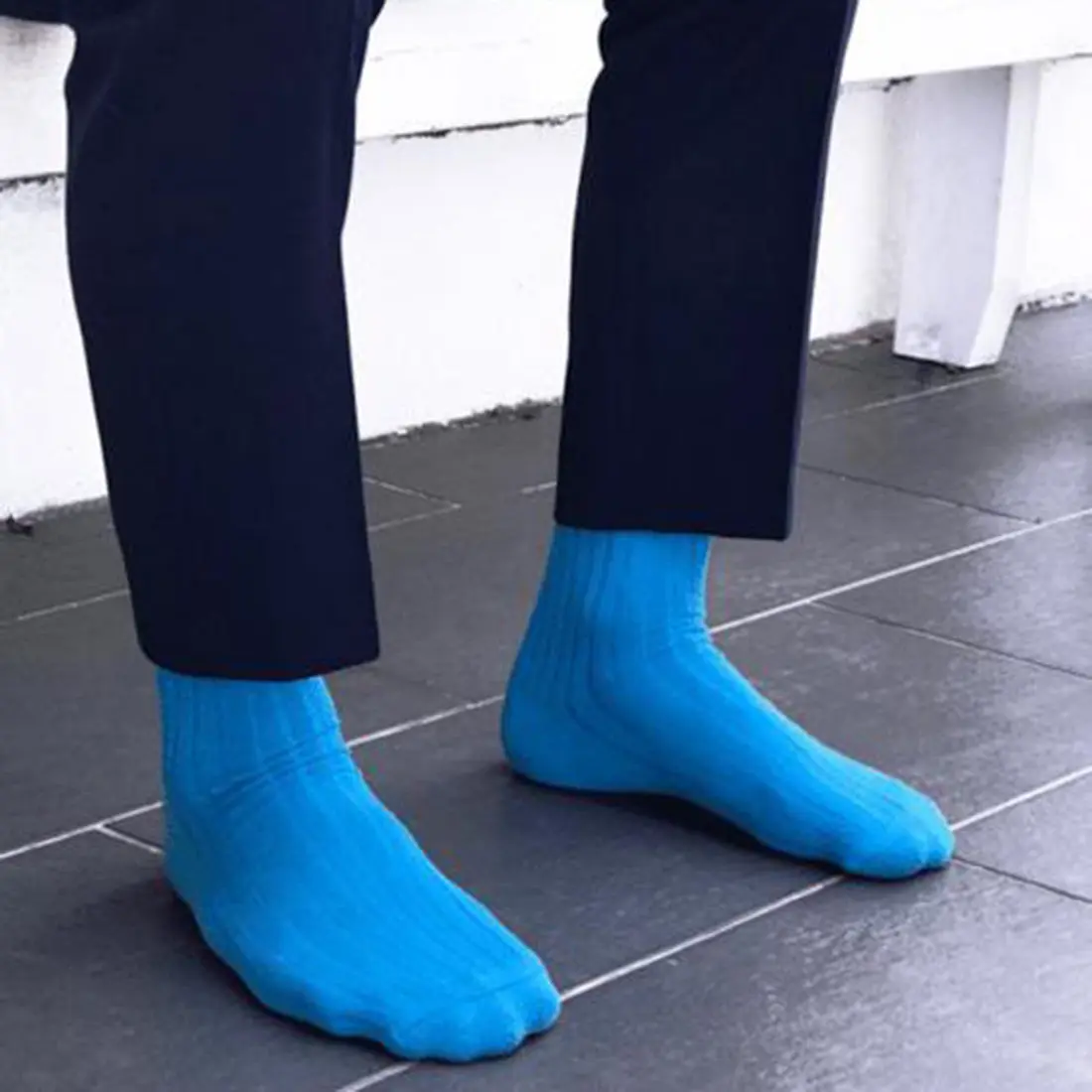 Sky Blue Bamboo Socks (Comfort Cuff) - Image 2