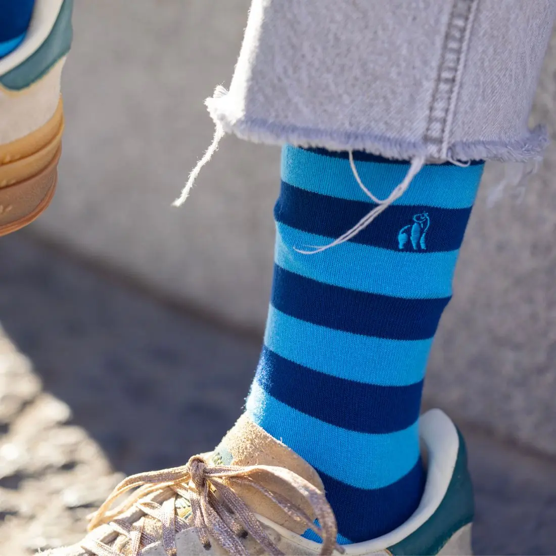 Sky Blue Striped Bamboo Socks - Image 3