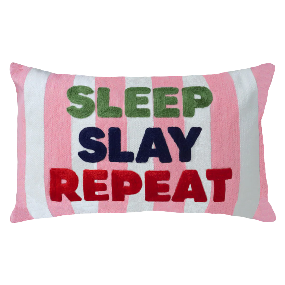 Sleep Slay Repeat Needlepoint Cushion