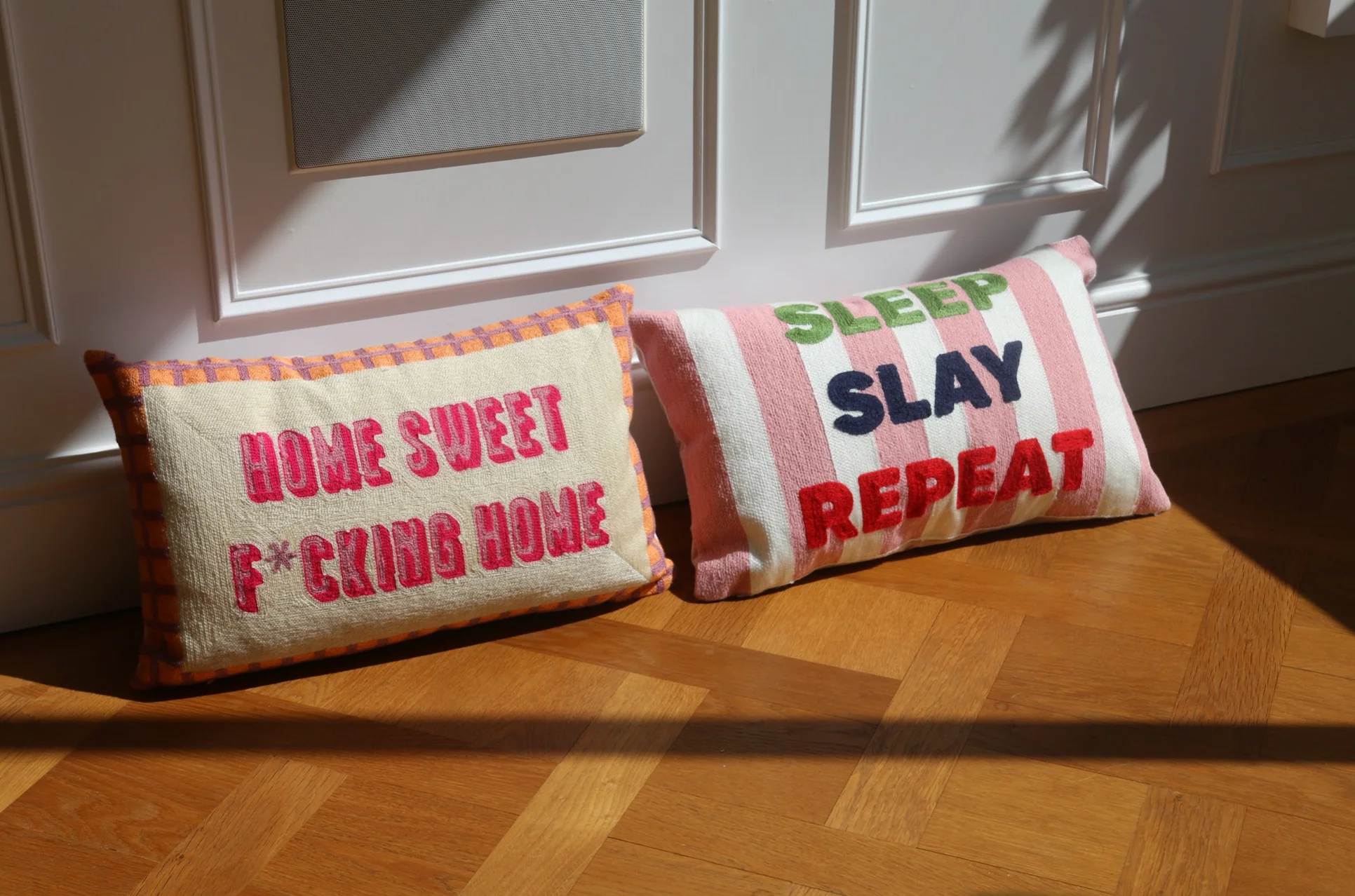 Sleep Slay Repeat Needlepoint Cushion - Image 3
