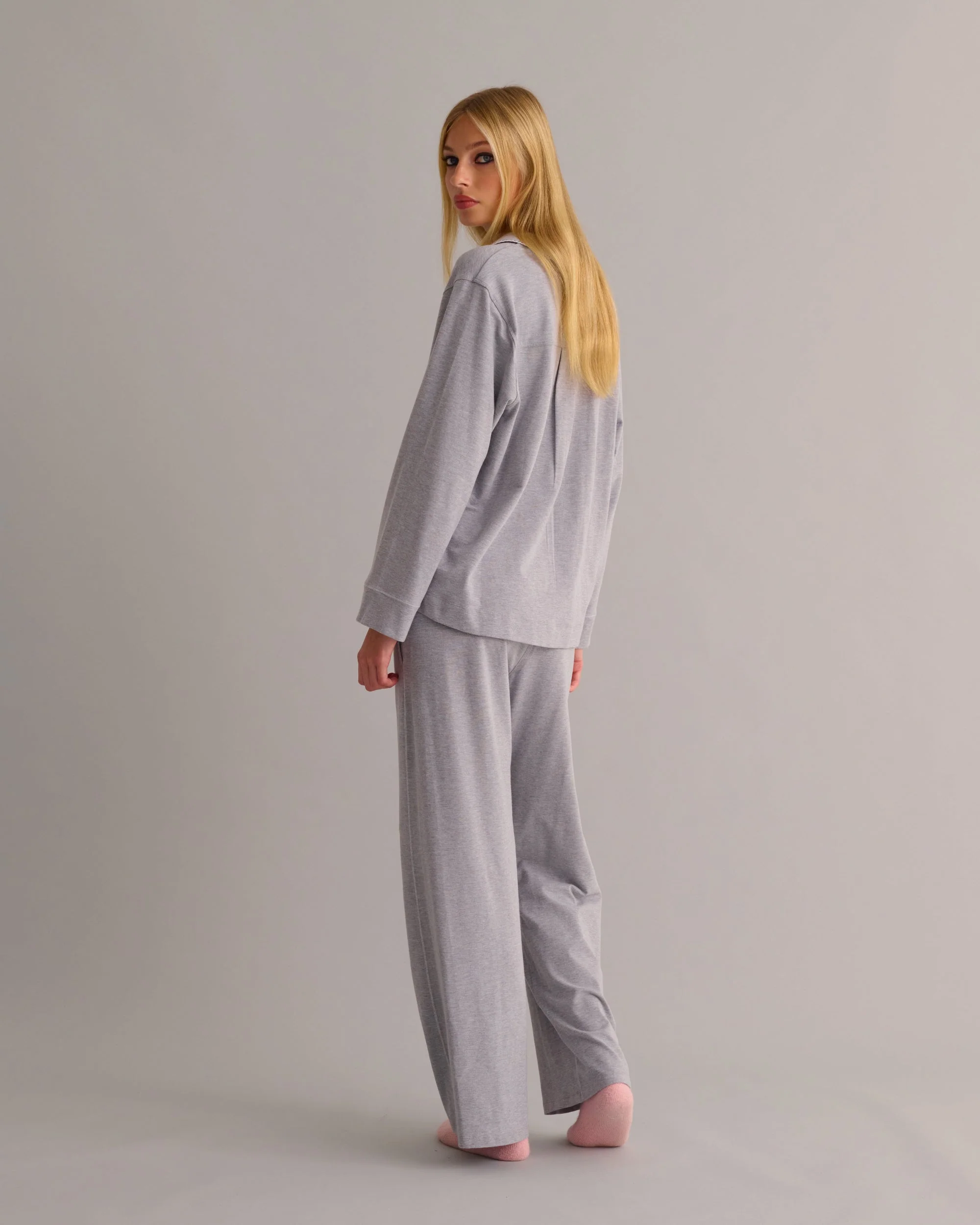 Soft Grey Marl Modal Cotton Pyjama Set - Image 4