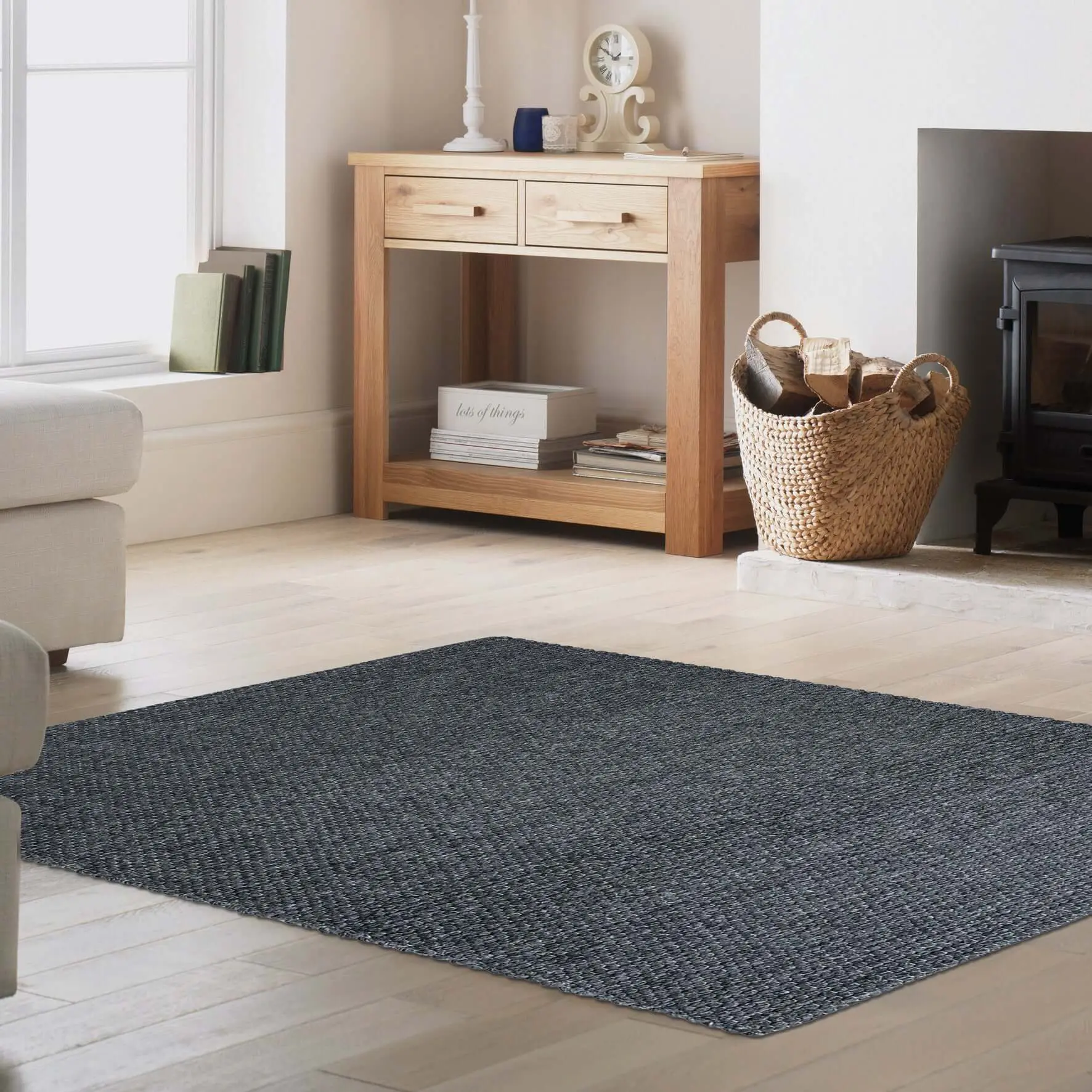 Solid Design Recycled Low Pile Eco Rug | Jaya - Image 4
