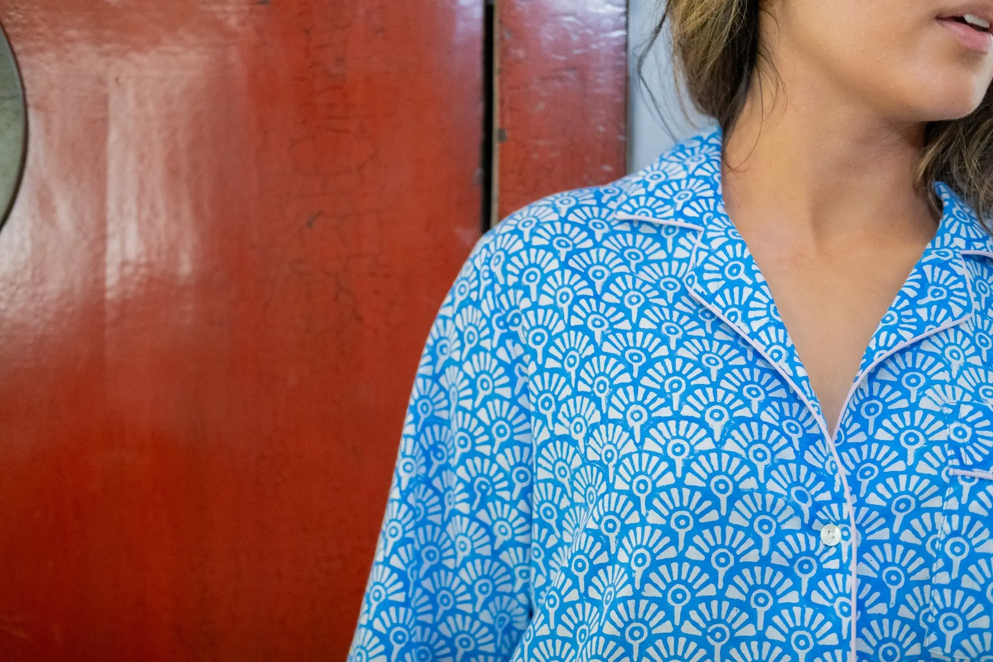 Somaya Block Printed Long Sleeve Pyjama Trouser Set - Image 4