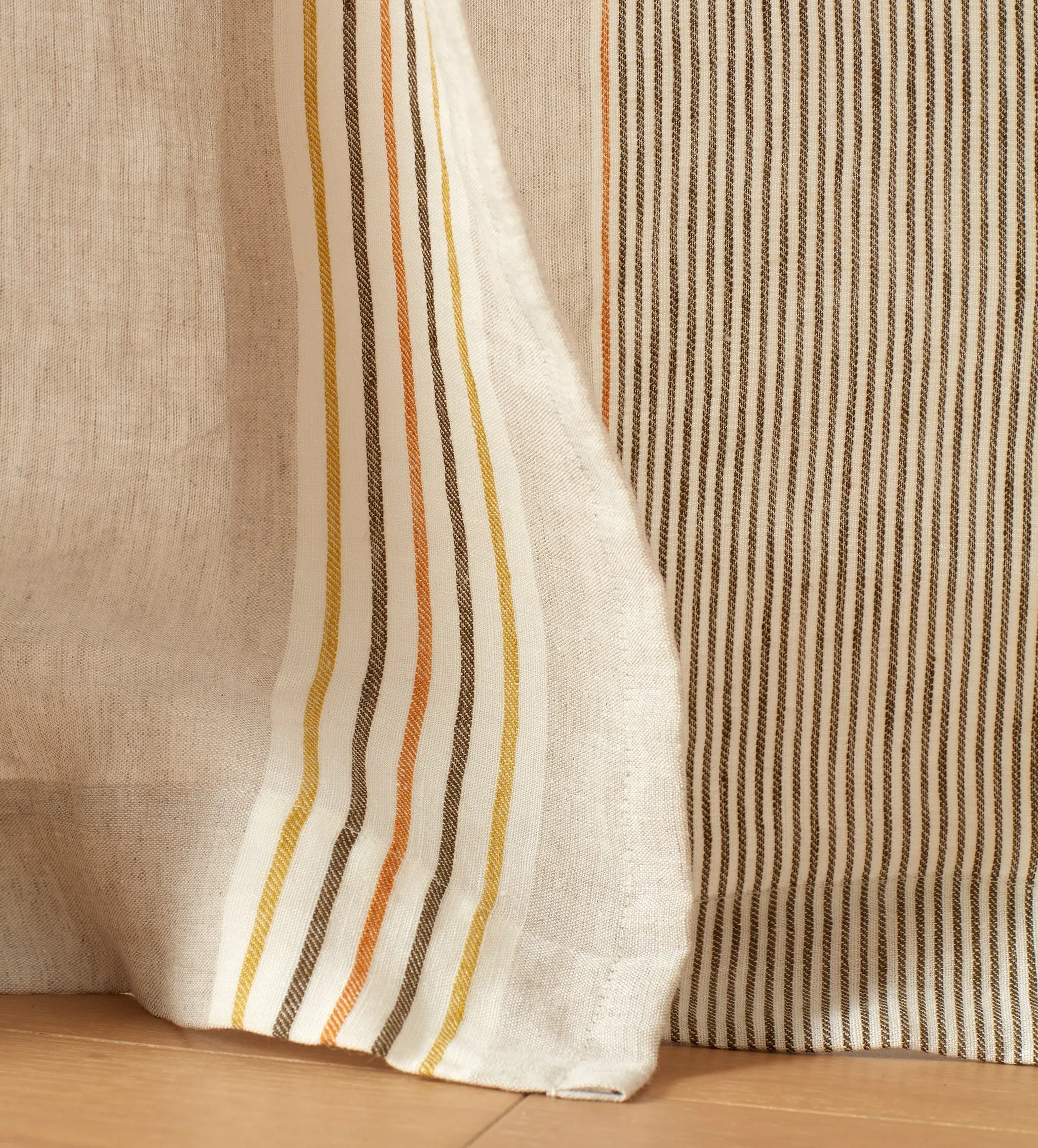 Sophie Stripe 100% Linen Loop Top Curtain (Single)